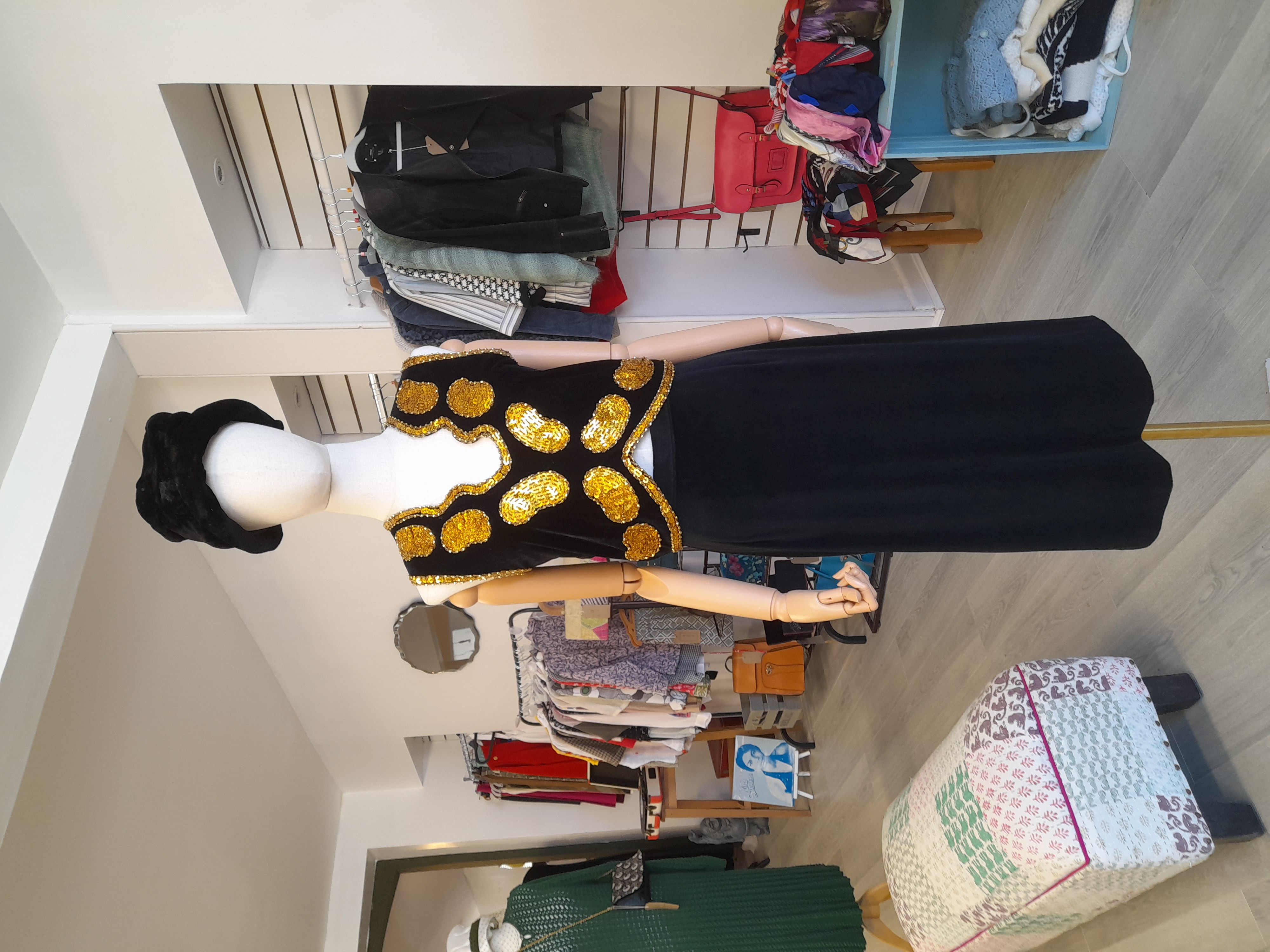 Vintage gold beaded tailor made velvet top 