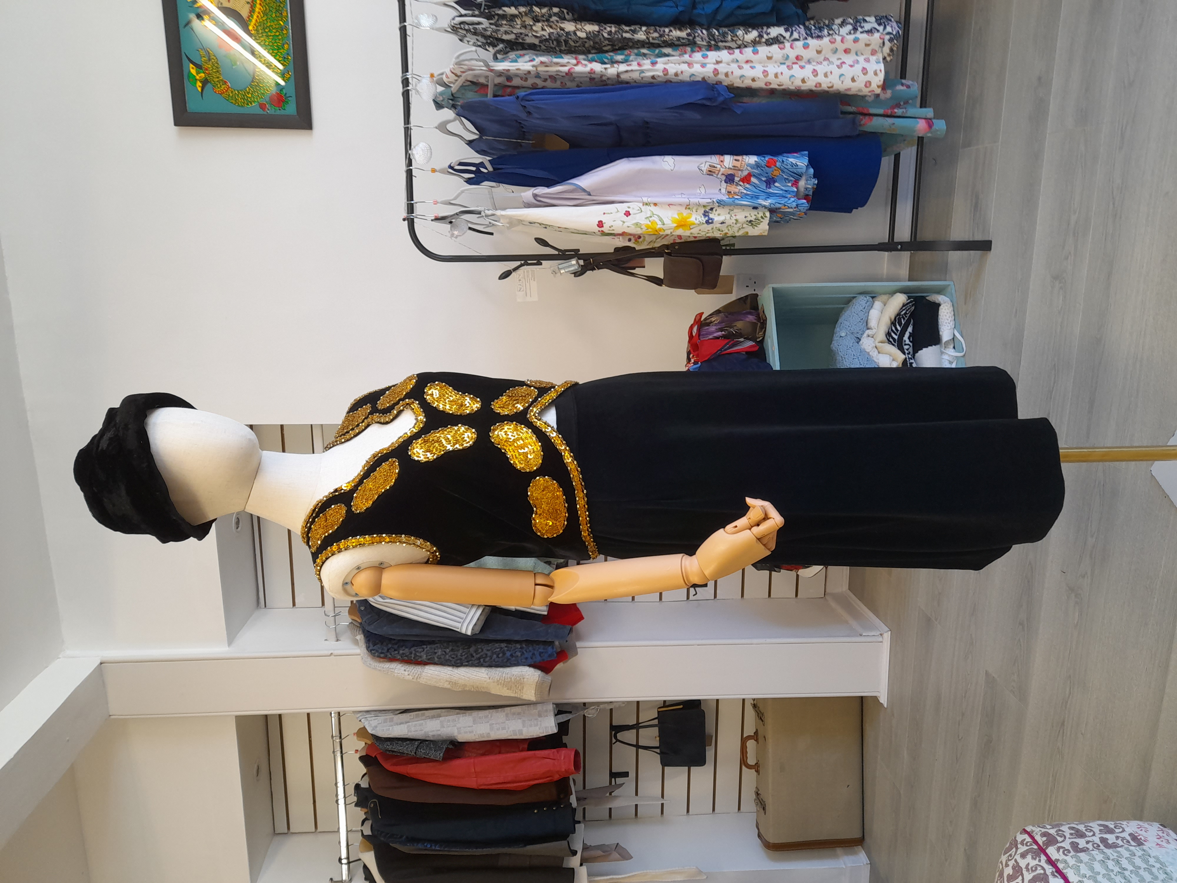 Vintage gold beaded tailor made velvet top 