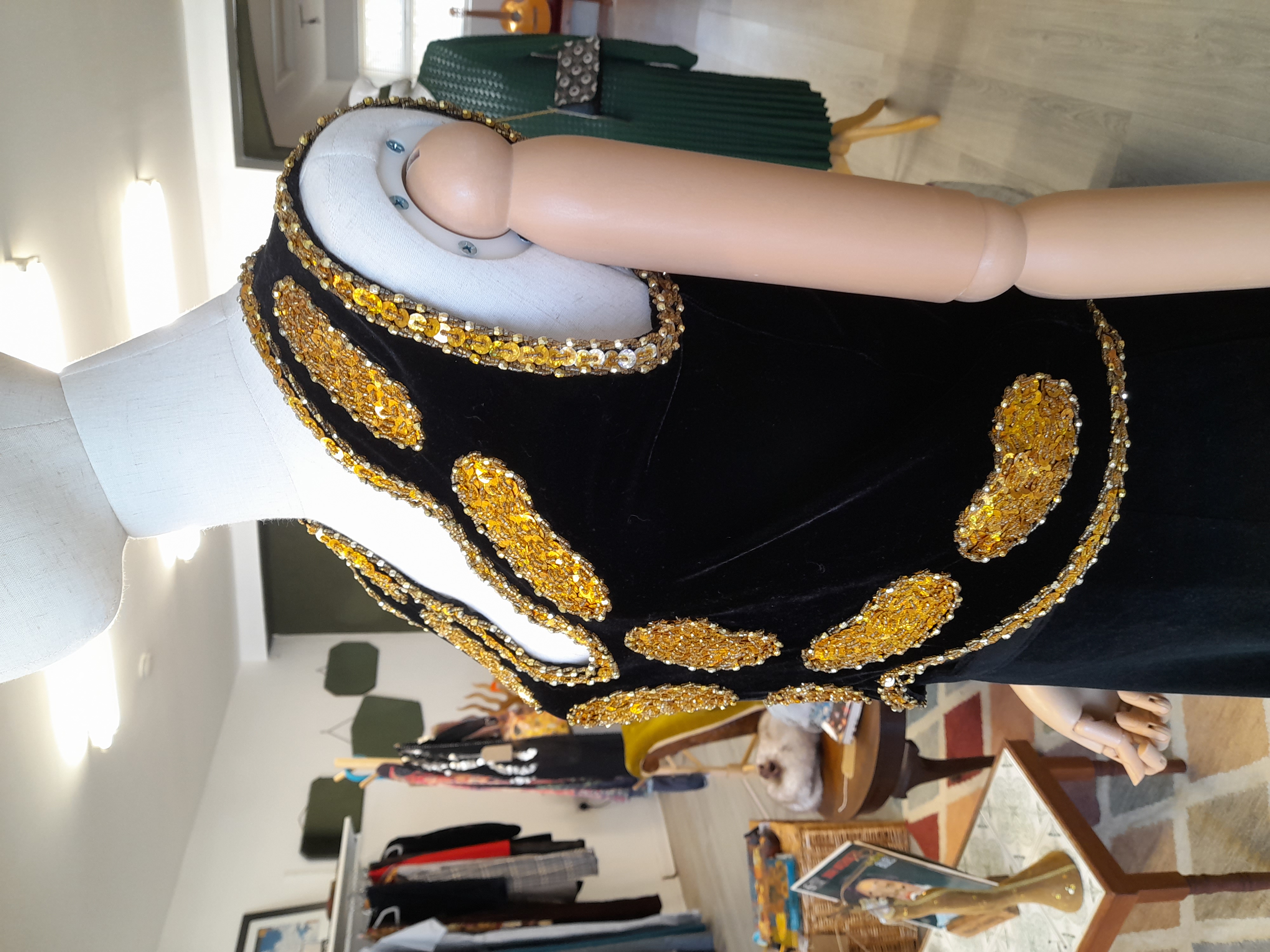 Vintage gold beaded tailor made velvet top 