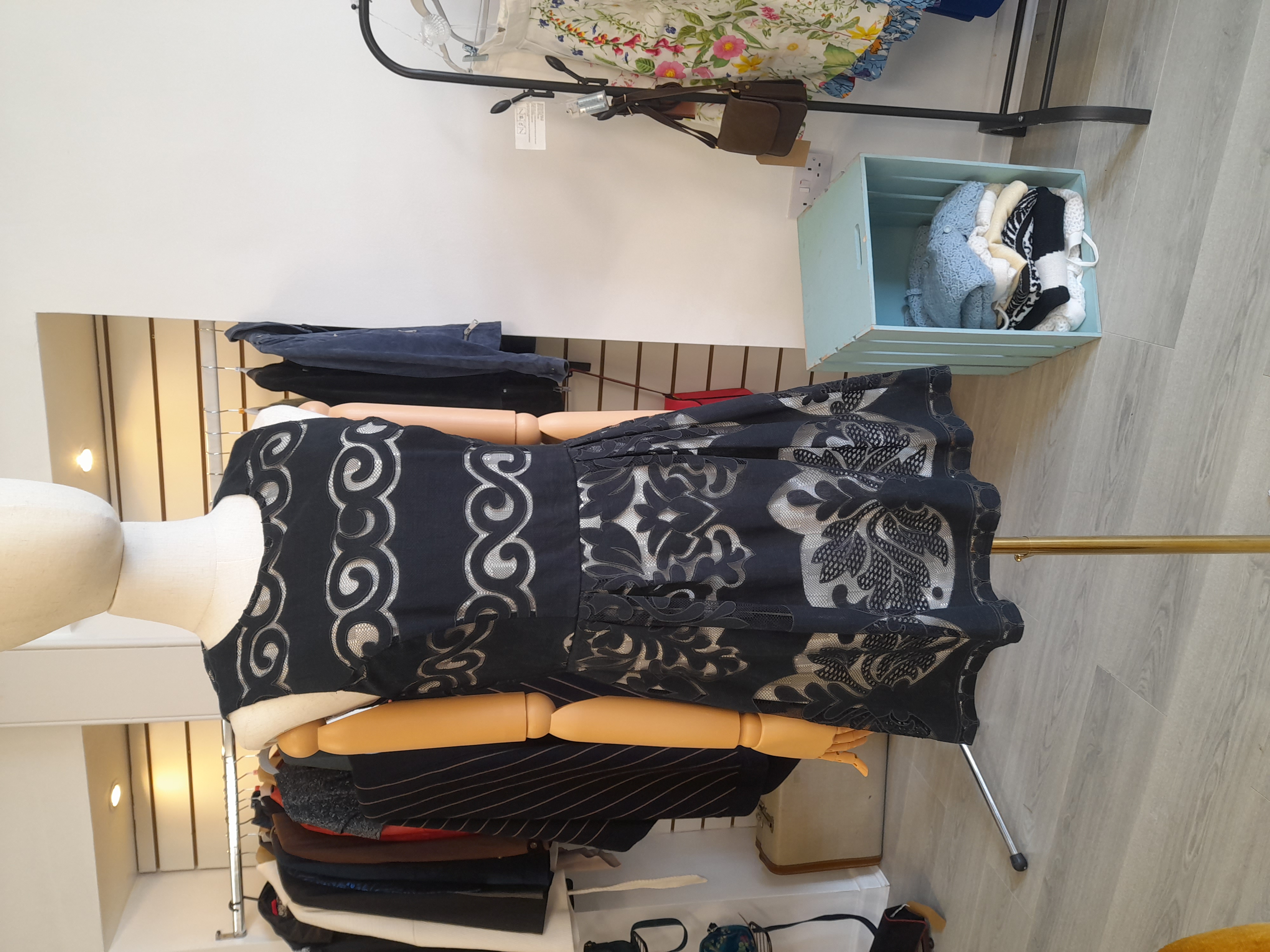 Warehouse Mini Lace Blend Dress, Size 14
