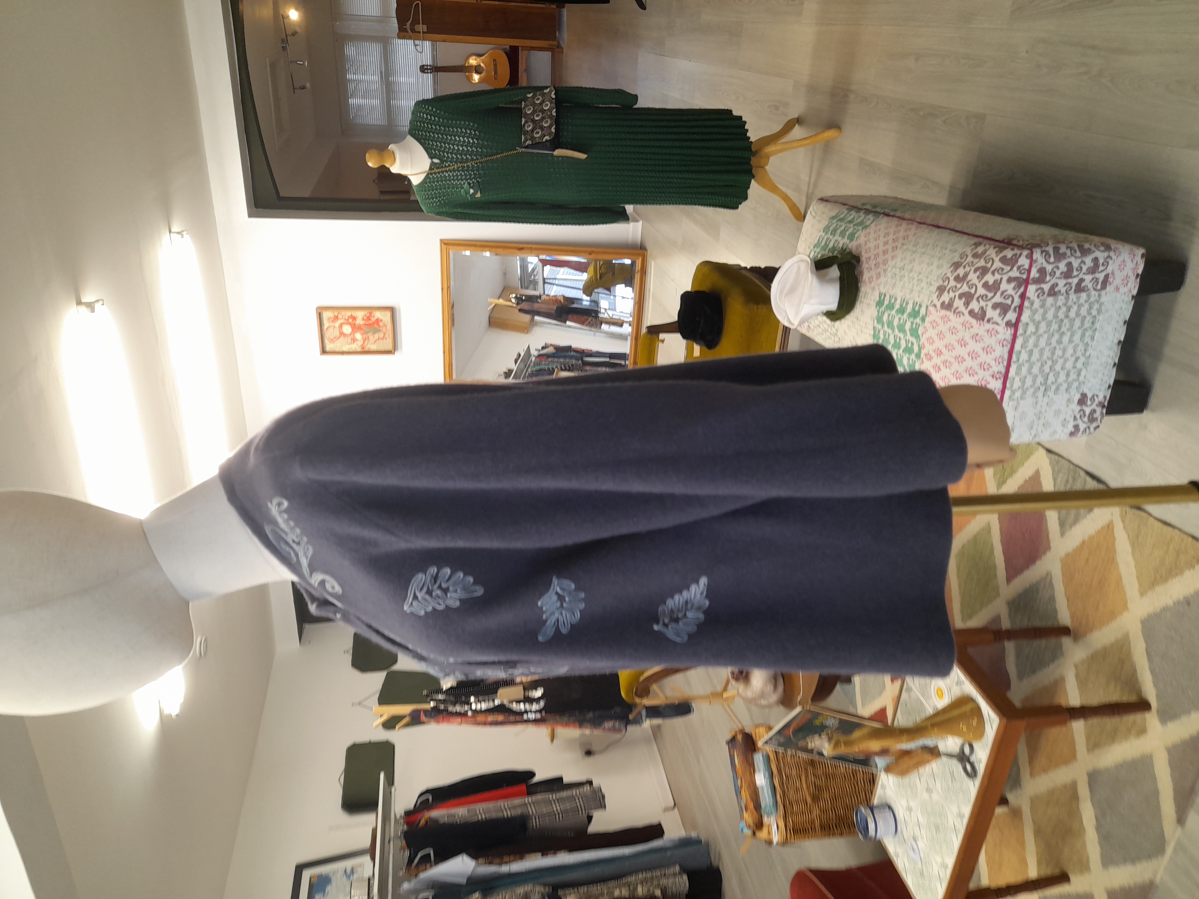 Grey Wool Blend Light Weight Embroid Cardigan with Beads 