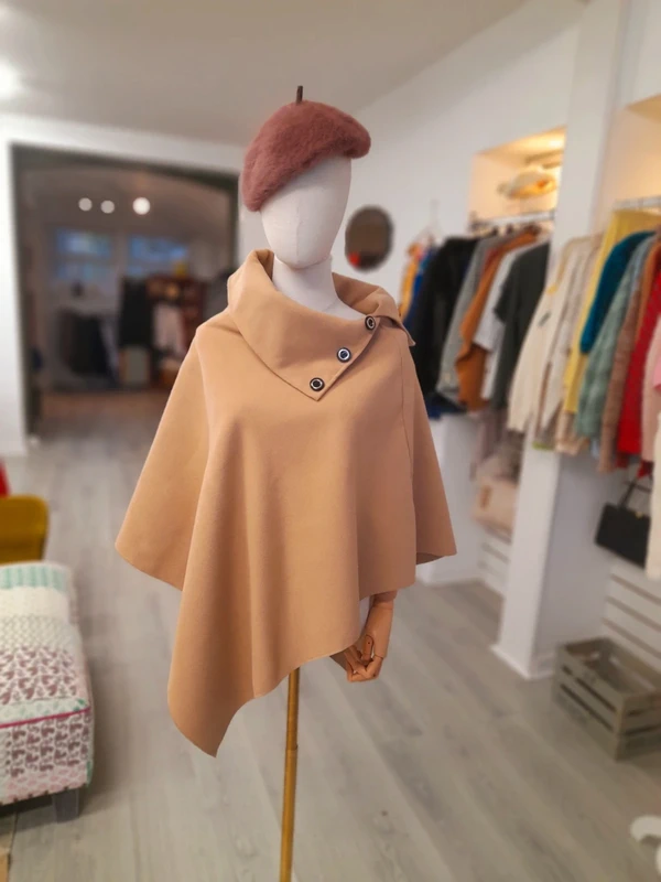 60's inspired beige poncho, One size