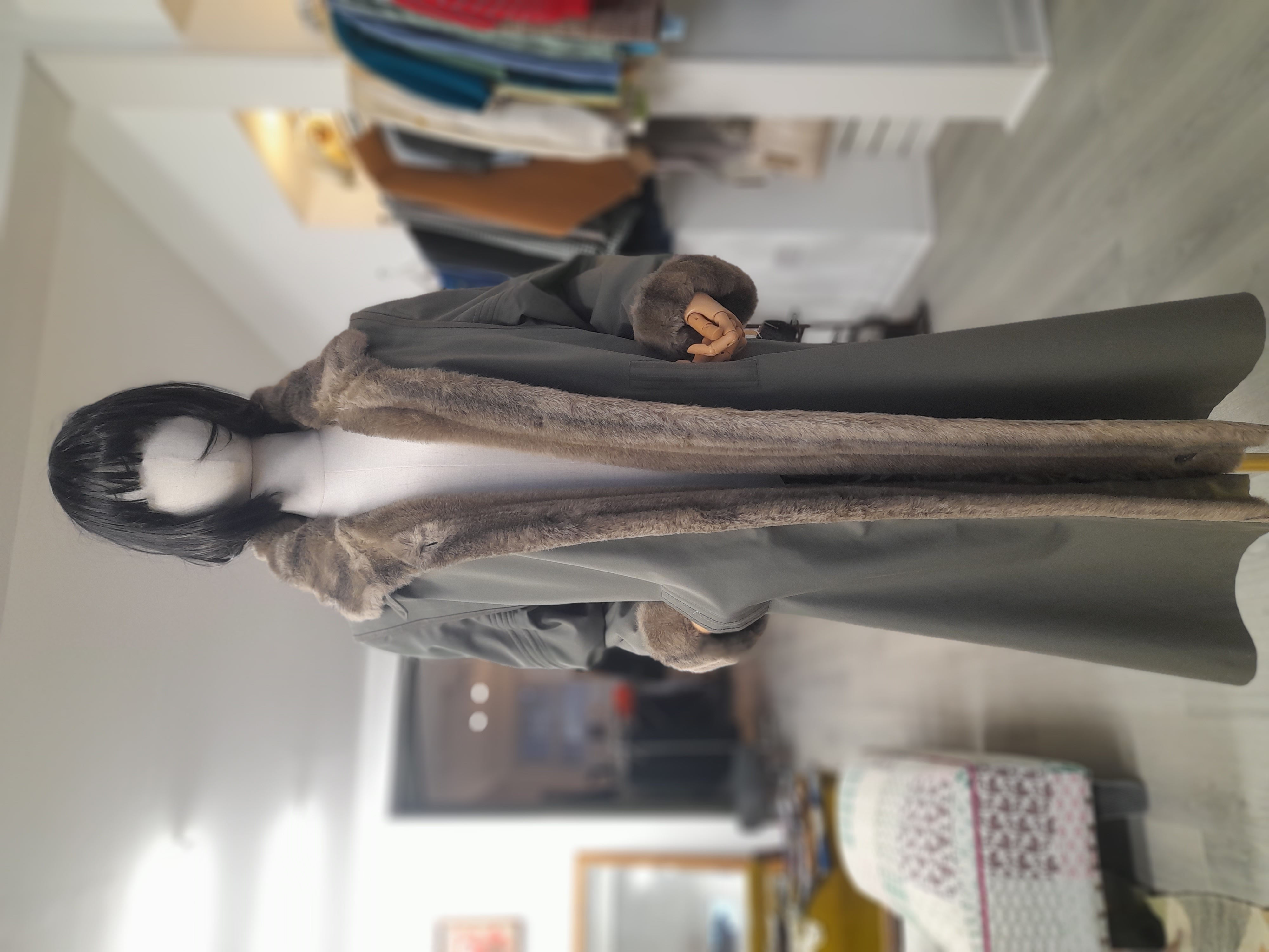 Vintage Dannimac 80's Long Trench Coat with Faux Fur Trim, Size L