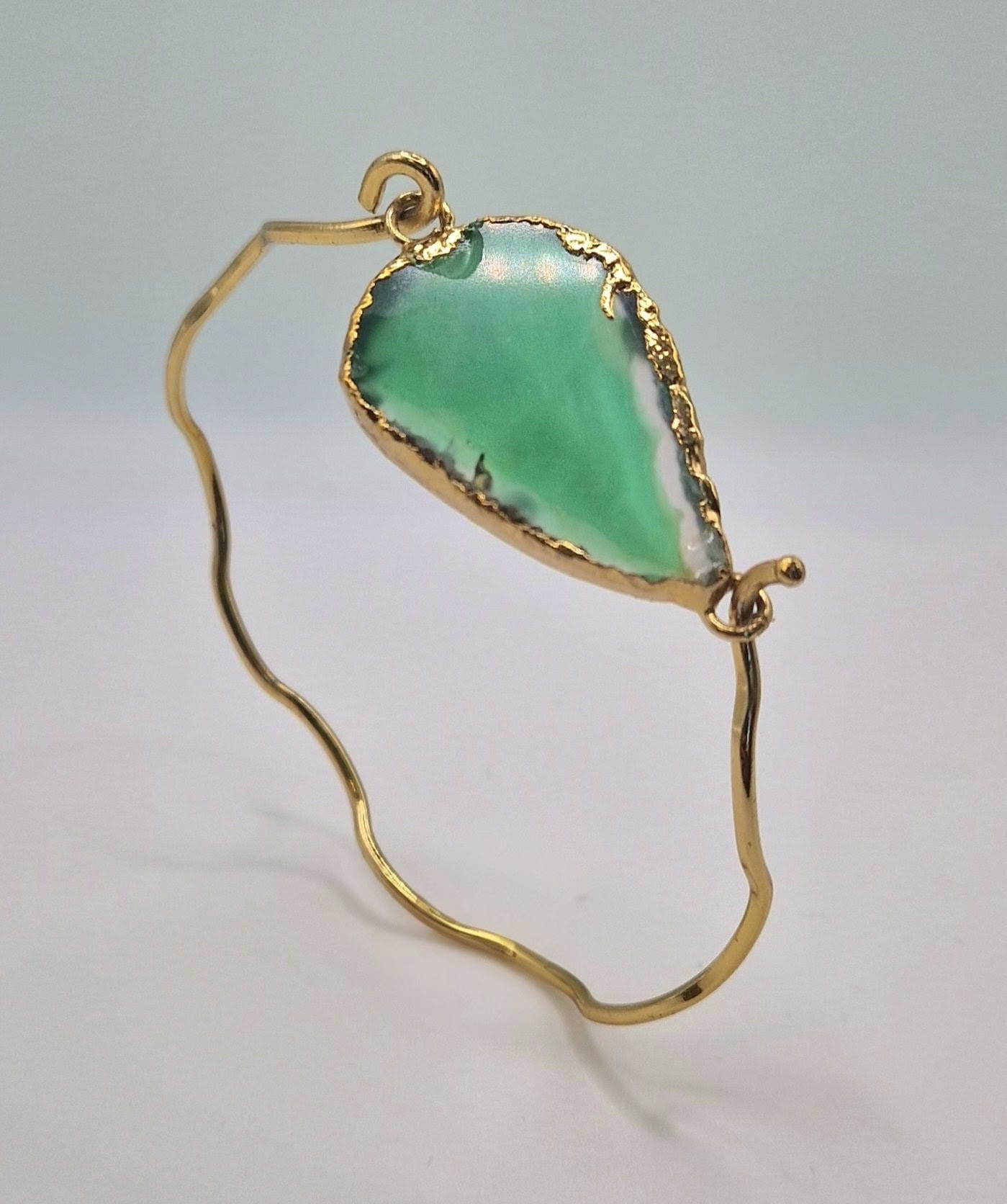 Handcrafted Green Agate Gold Plated Bracelet 
