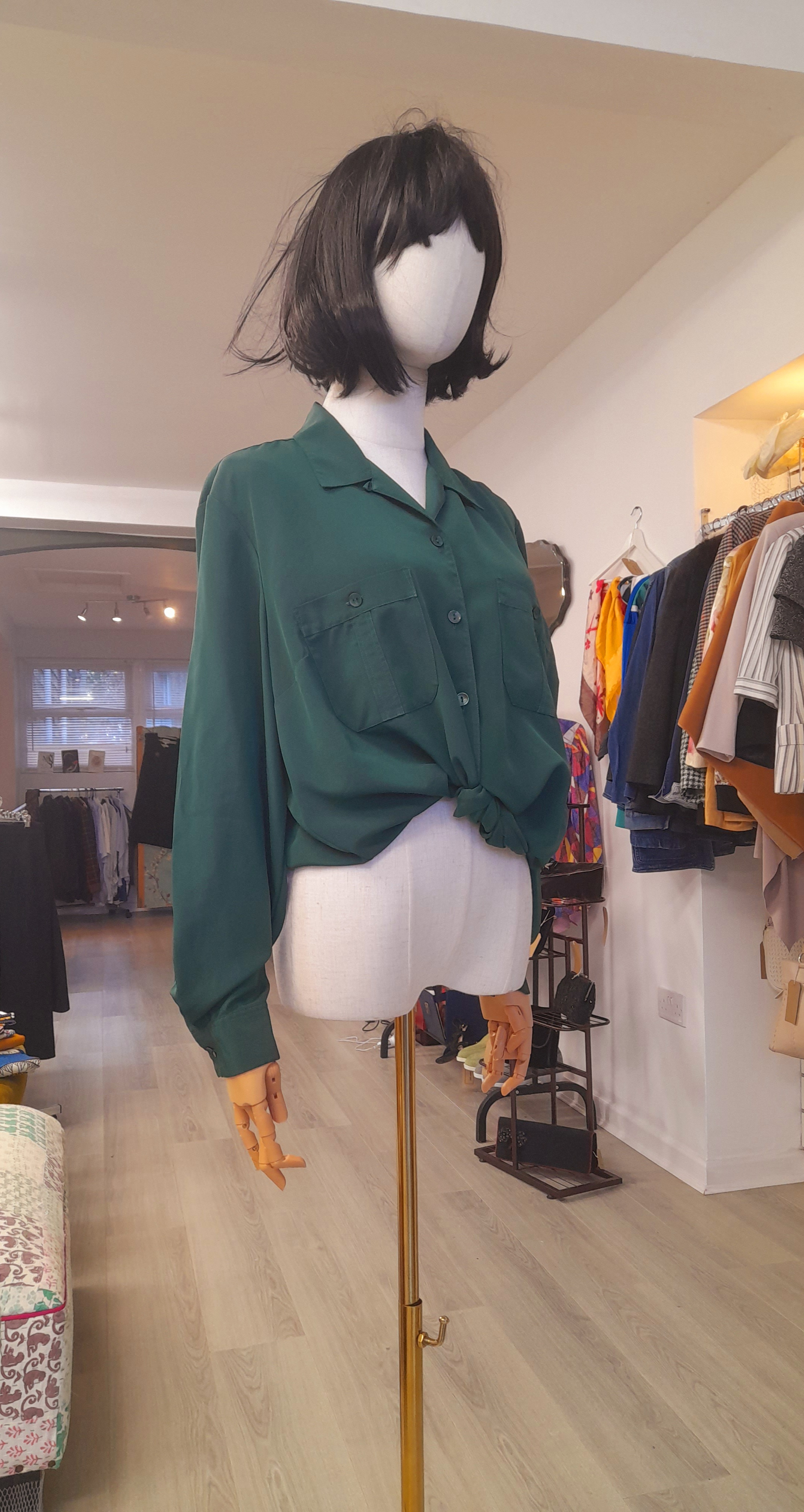 Vintage St Michael's Deep Green Blouse, Size L