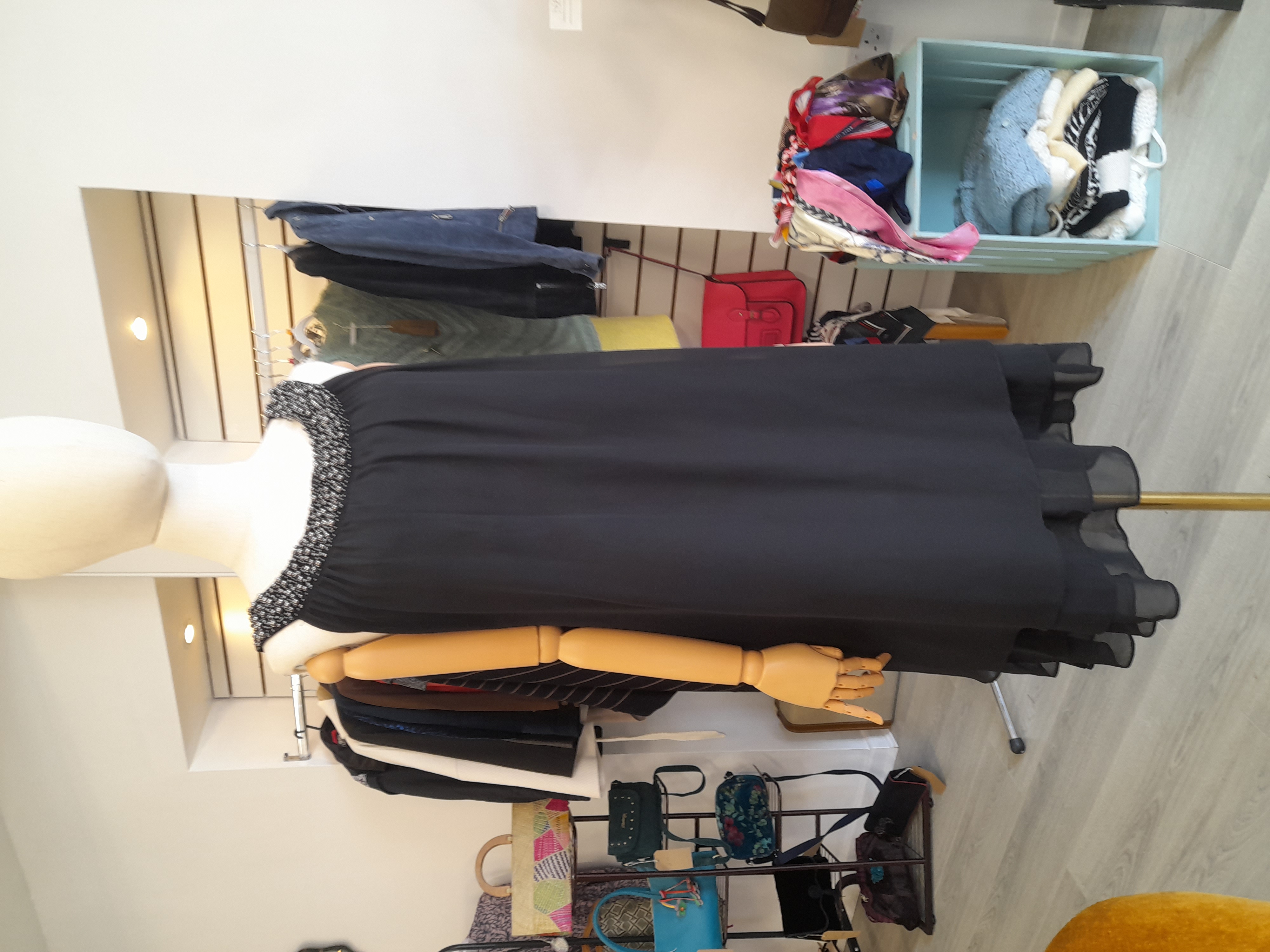 ROMAN Black layered and flare dress, Size 22