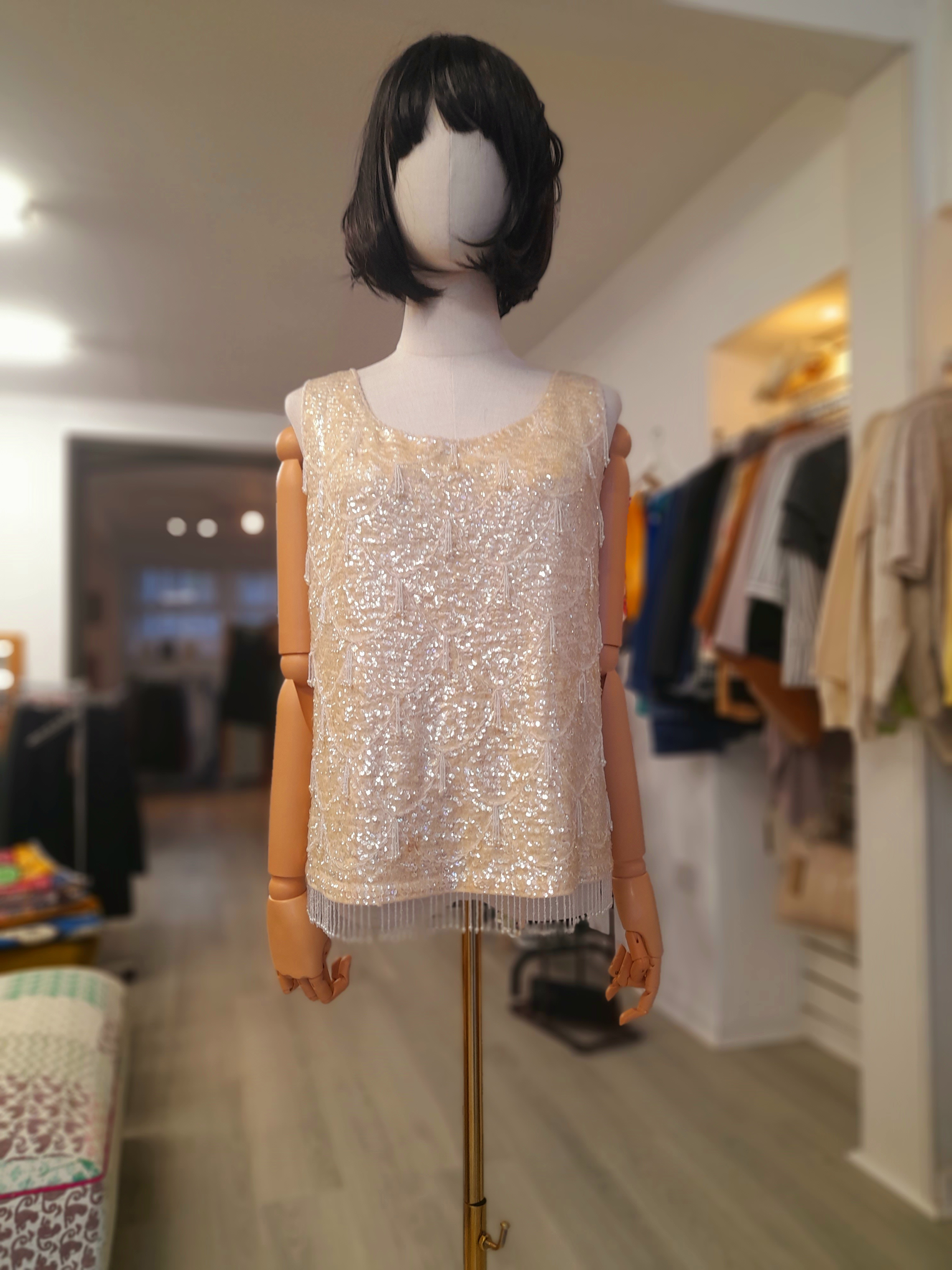 Vintage 1960s sequin evening top, Wool, Size M to L