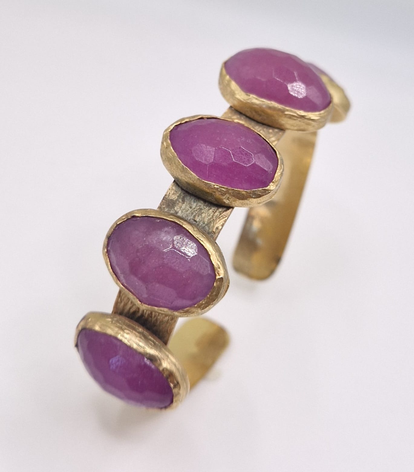 Purple Agate Adjustable Gold-plated Bracelet – Handmade Gemstone Jewelry