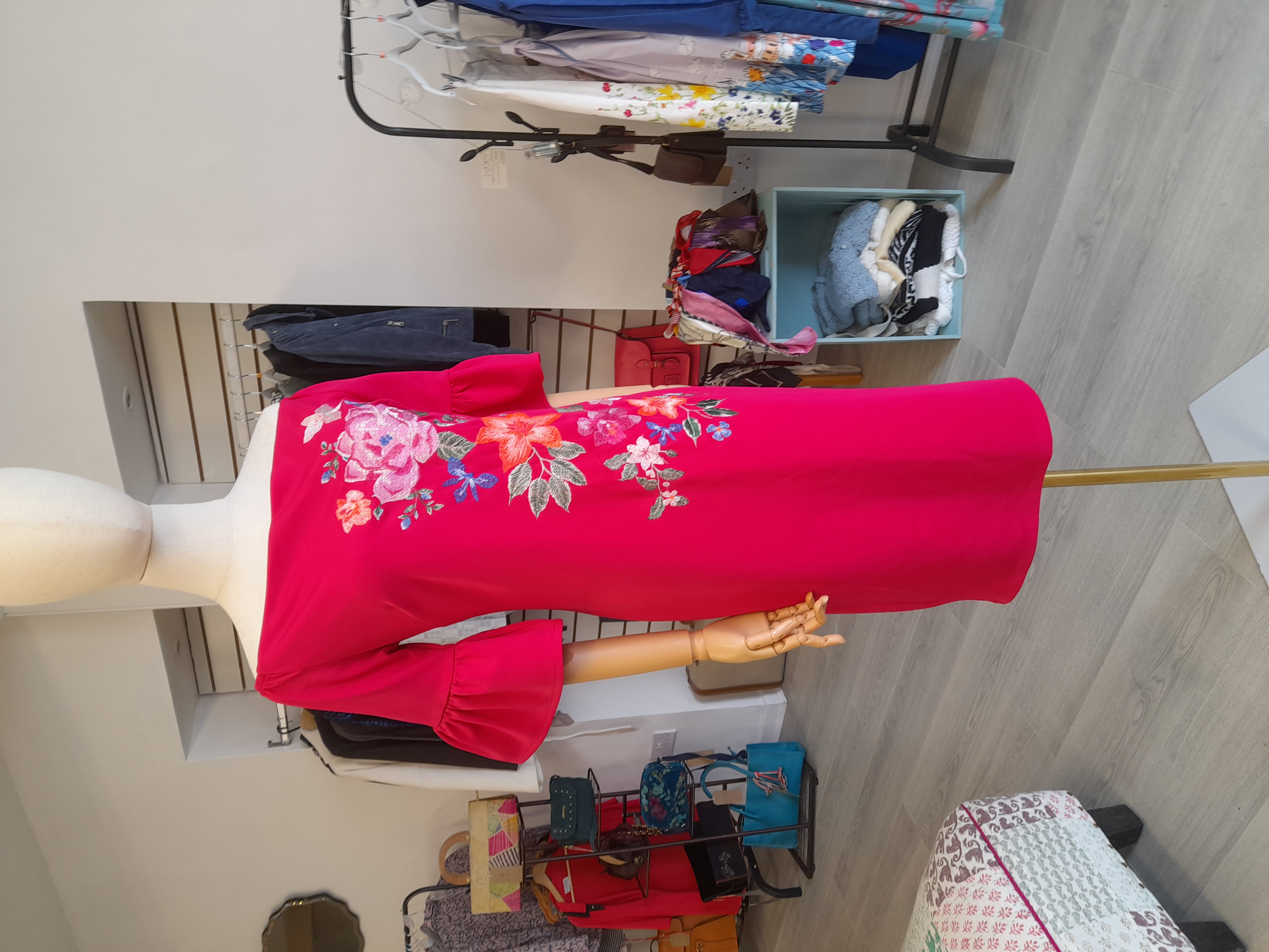 Capsule Dark Pink Flower Embodied Dress, Size 12