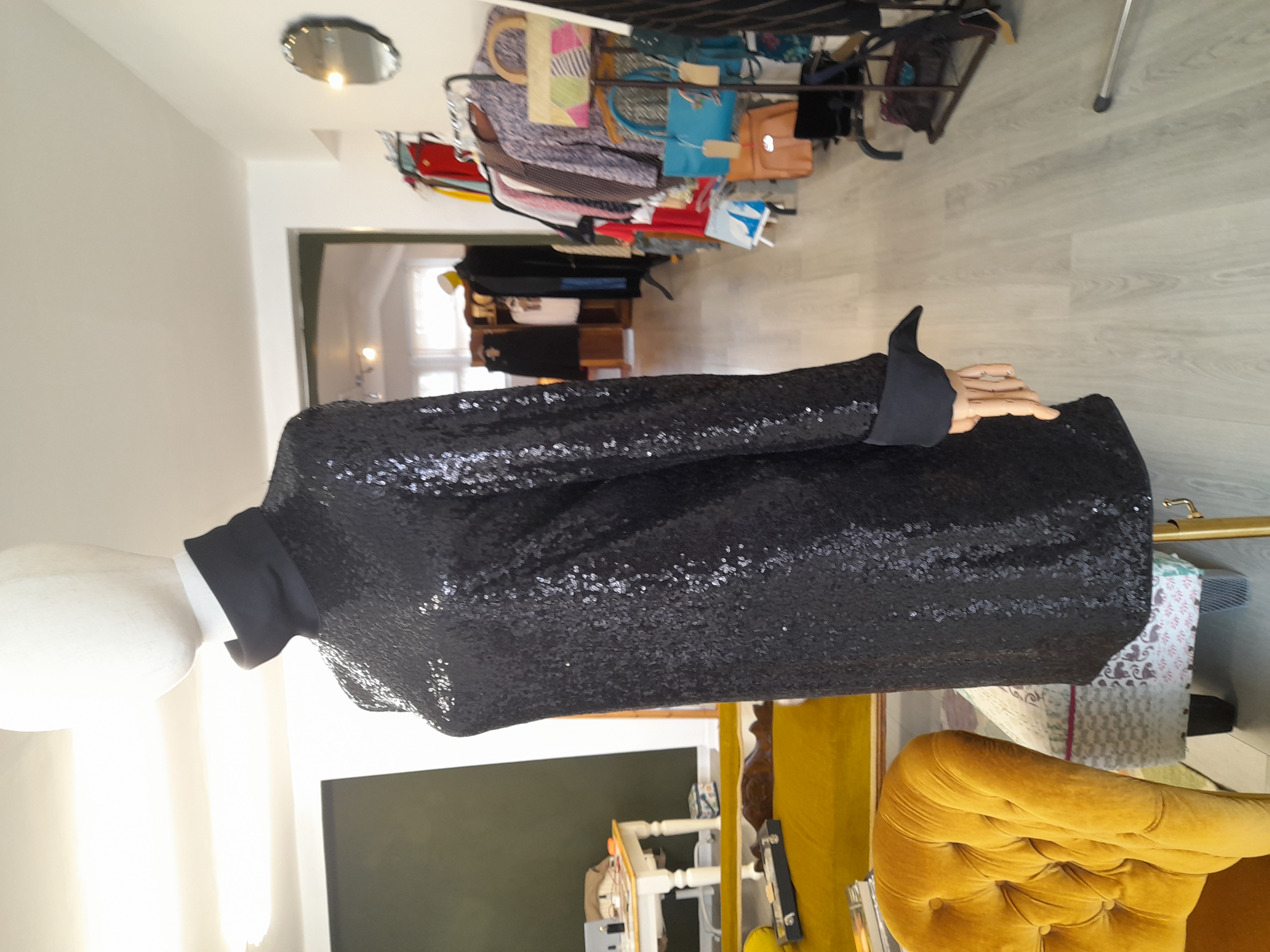COS Sequin Mini Black Dress, Size 10