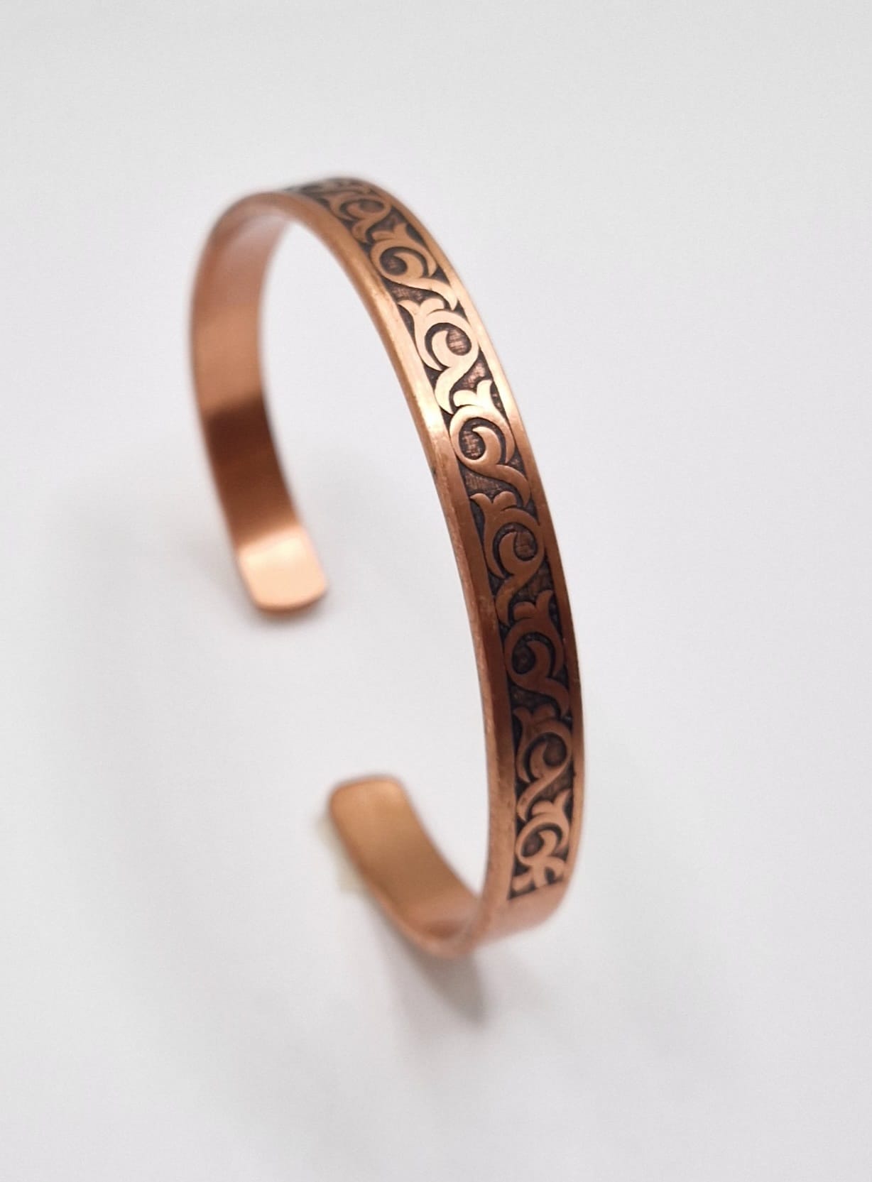 Copper Bracelet – Elegant Engraved Adjustable Design
