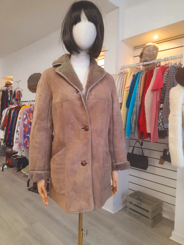 Vintage Shabby Chic Morlands 70s Sheepskin Coat, Size S