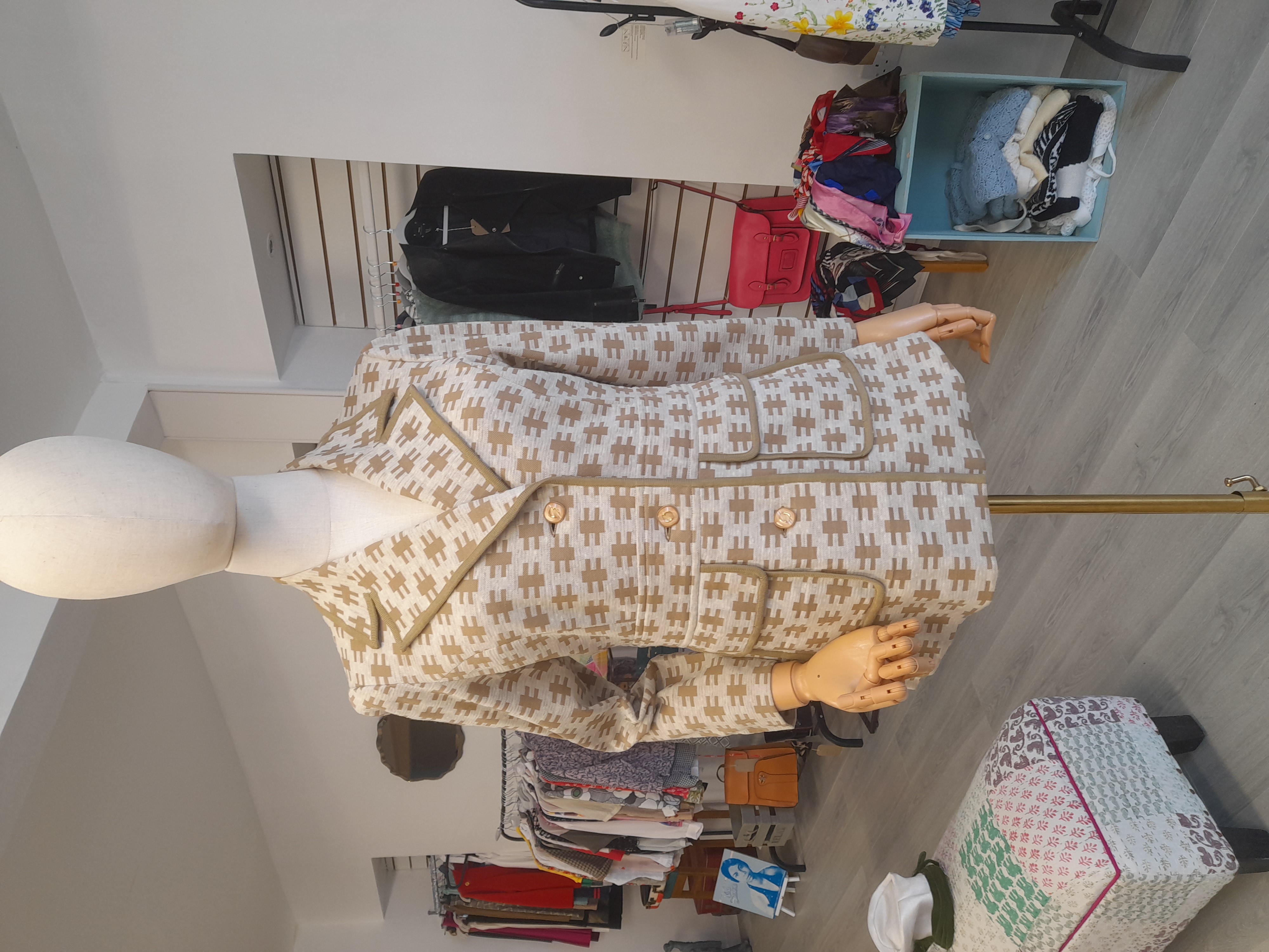 Beige and Cream Vintage Blazer, Size S