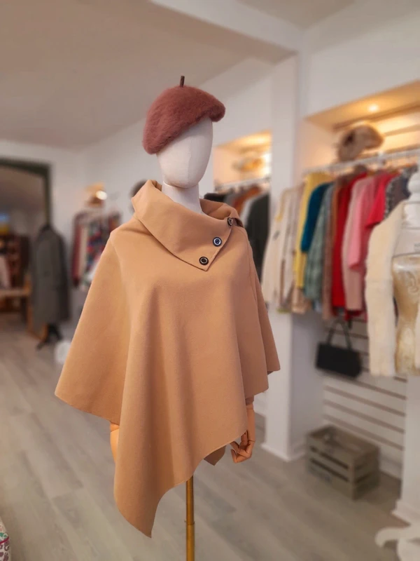 60's inspired beige poncho, One size
