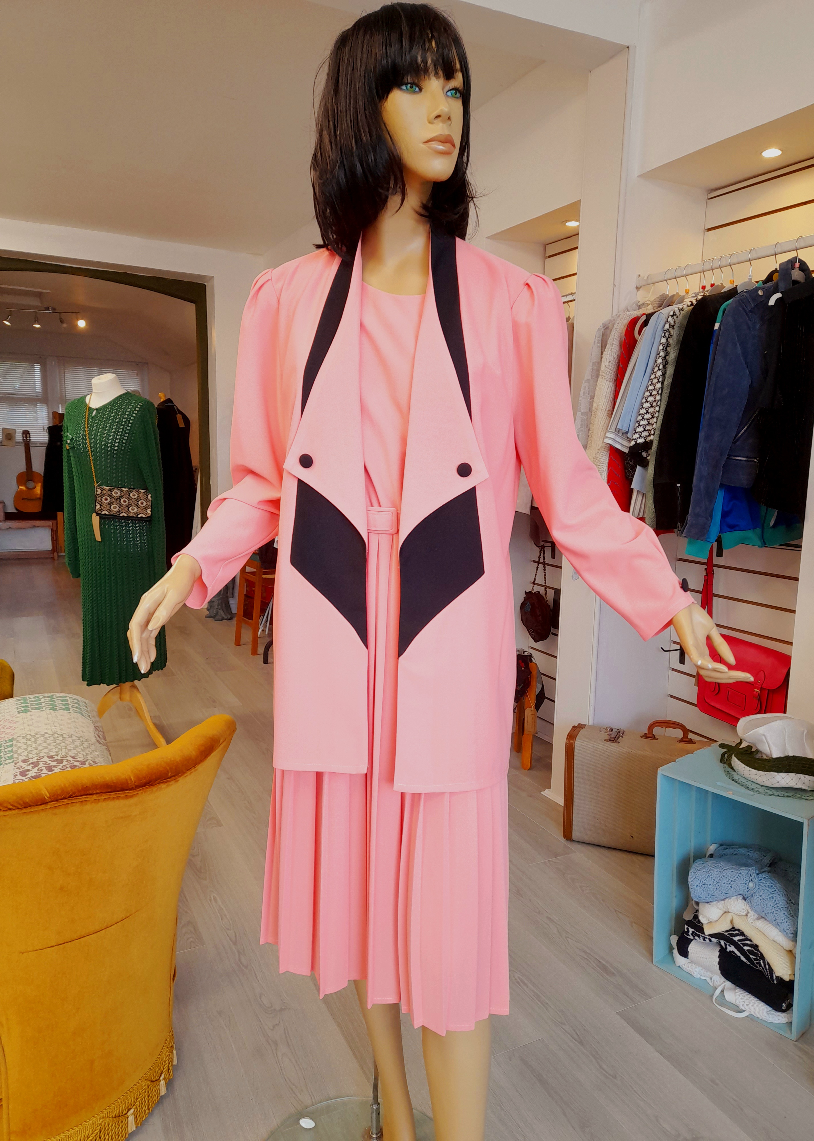 80s Vintage 2 piece Dress and Jacket Set, Size S to M