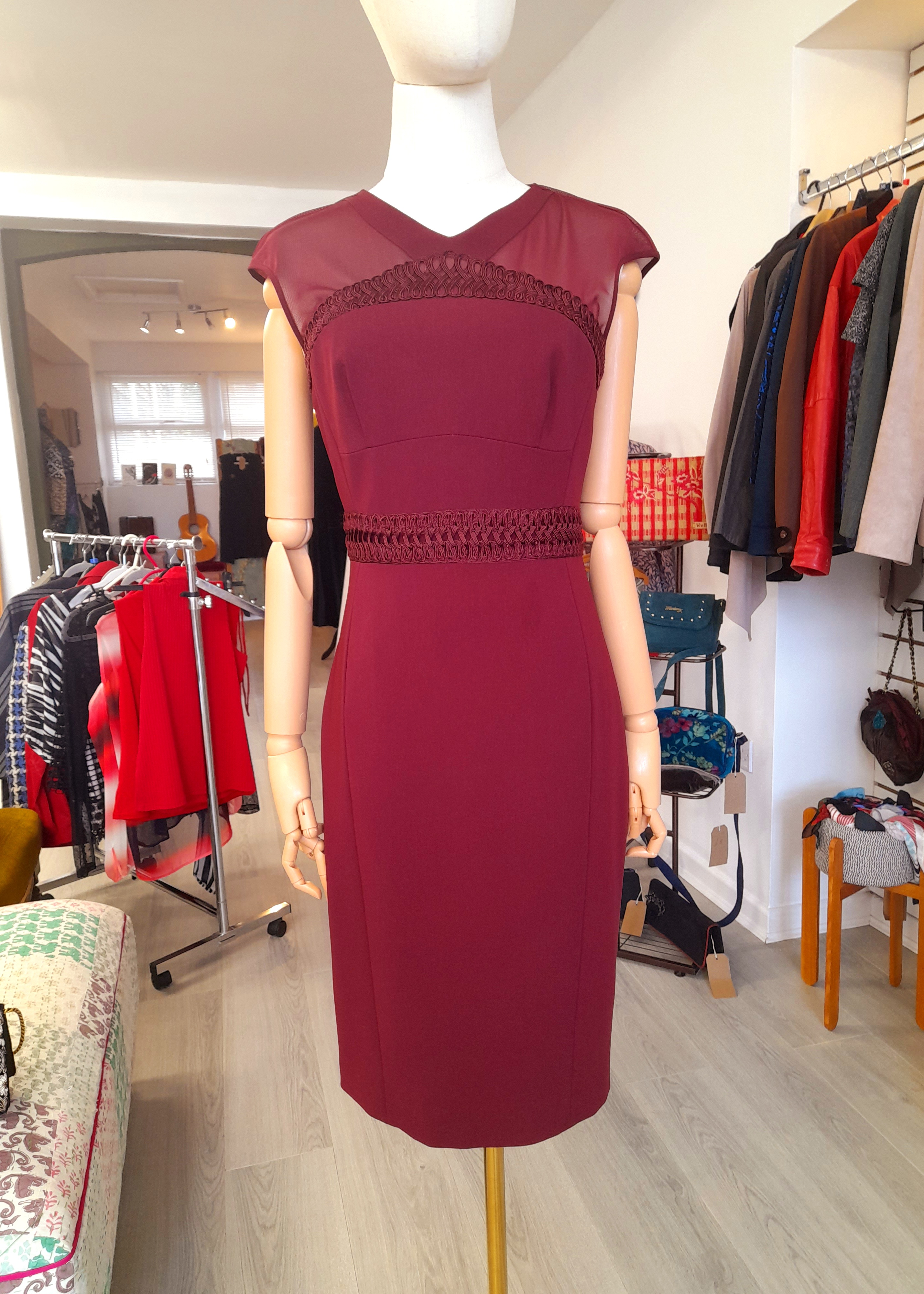 Karen Millen Burgundy Mini Dress, Size 10
