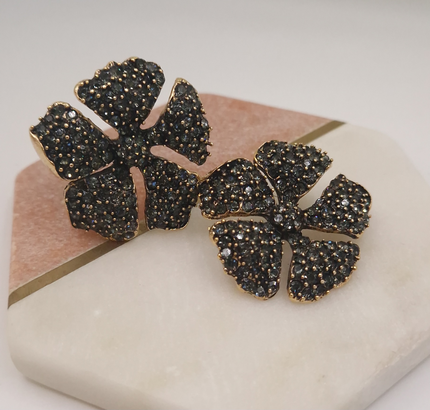 Kelsey - Gold Black Statement Earrings