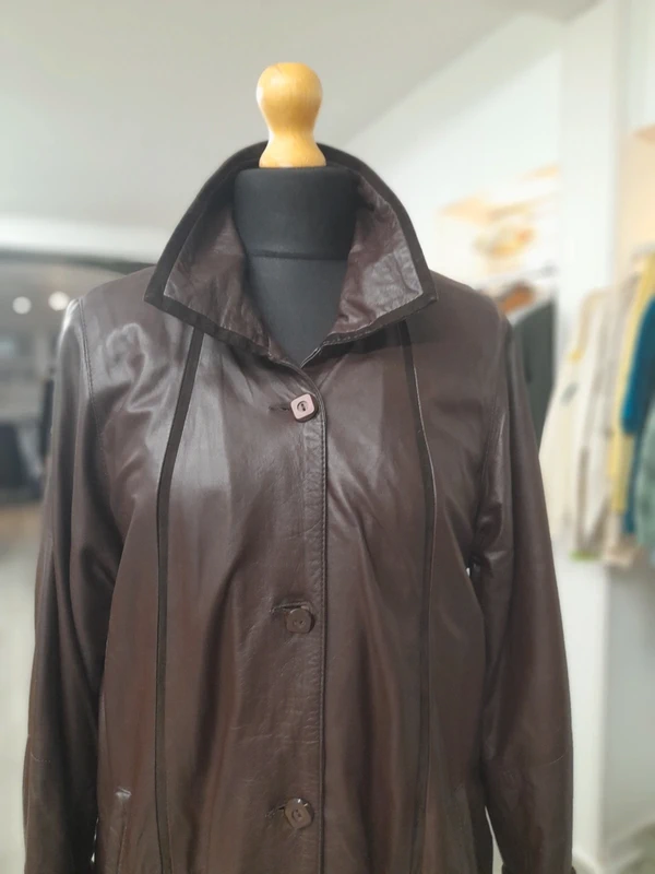Vintage 80s, 90s Leather Long Brown, Size S to M