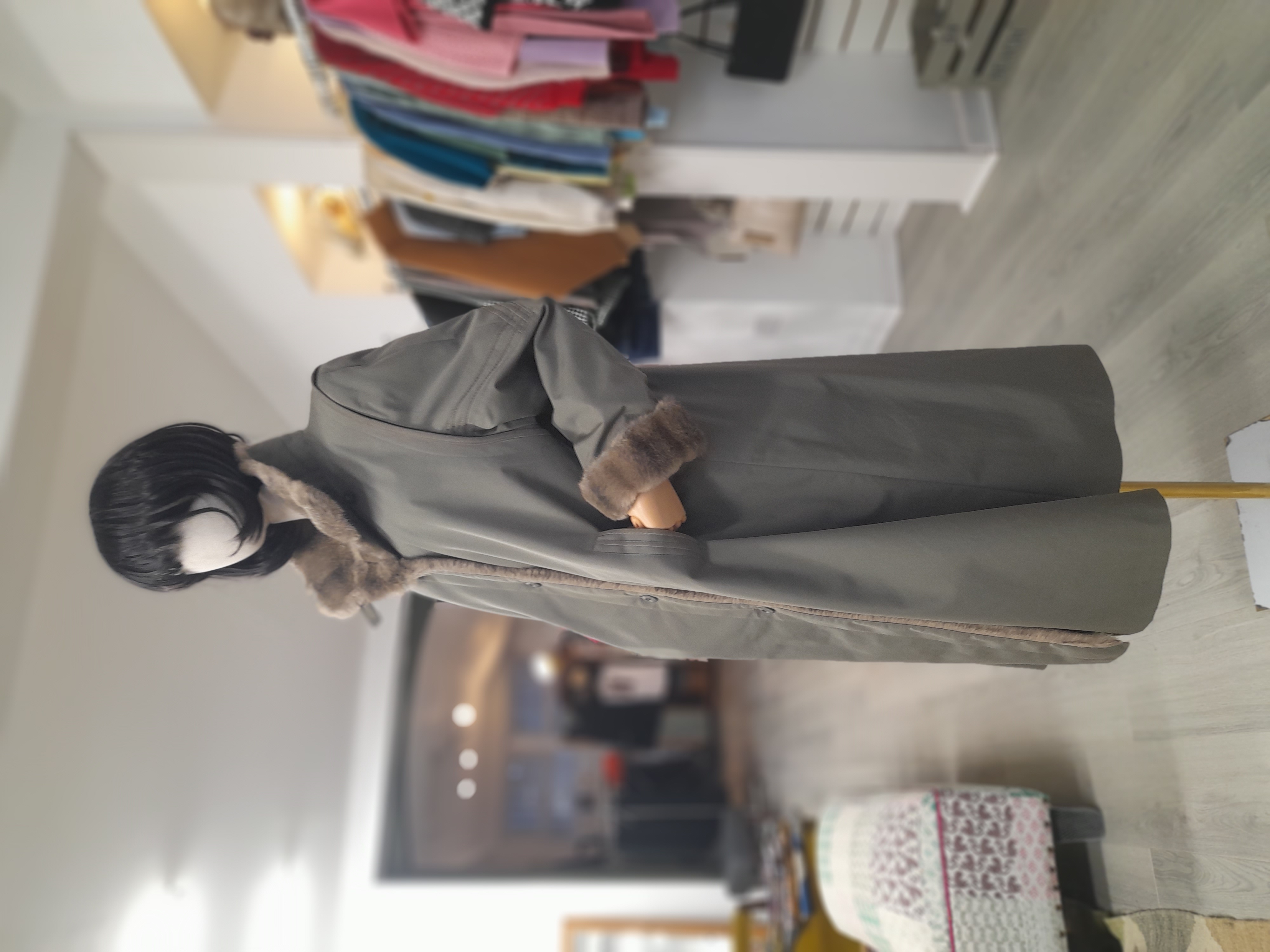 Vintage Dannimac 80's Long Trench Coat with Faux Fur Trim, Size L