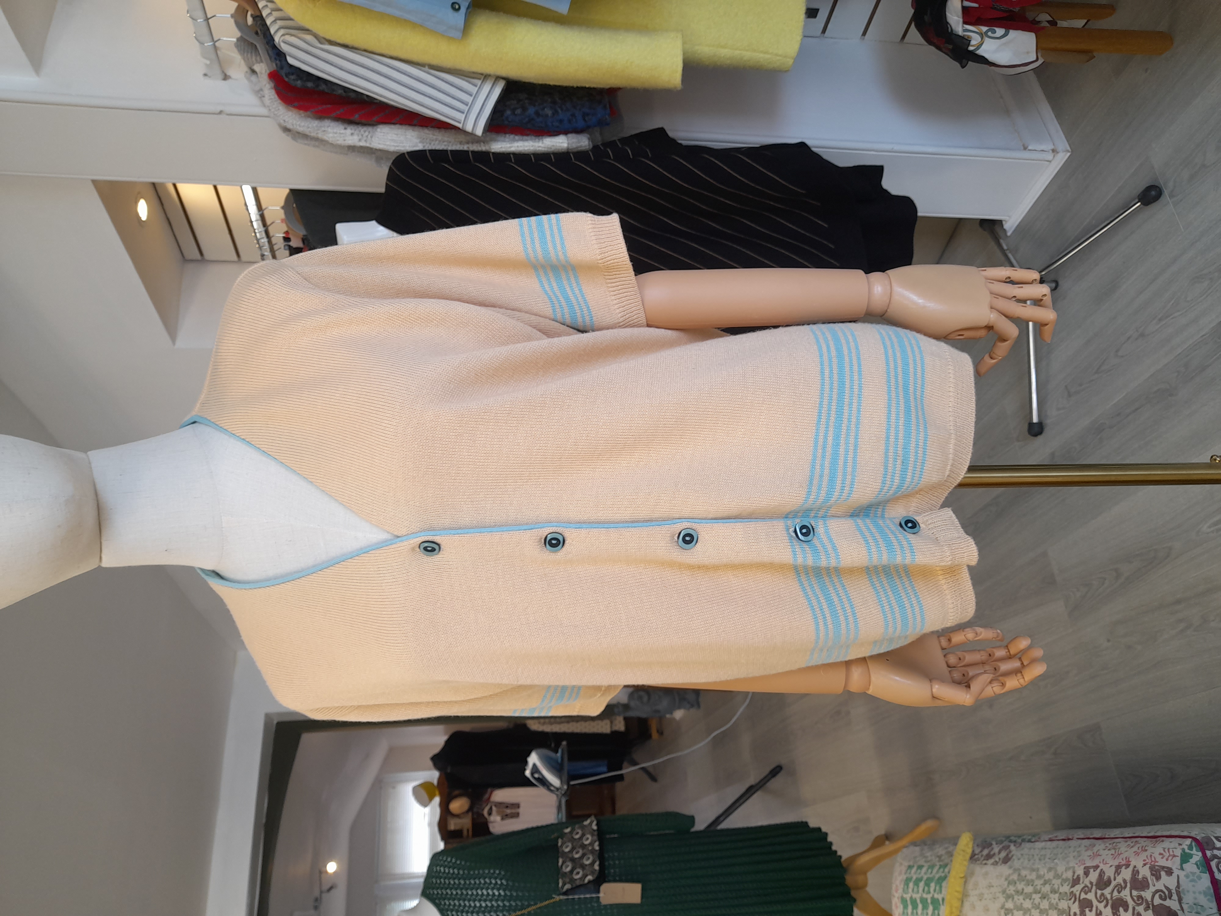 Vintage Wool Blend Short Sleeve Cardigan/ Blouse