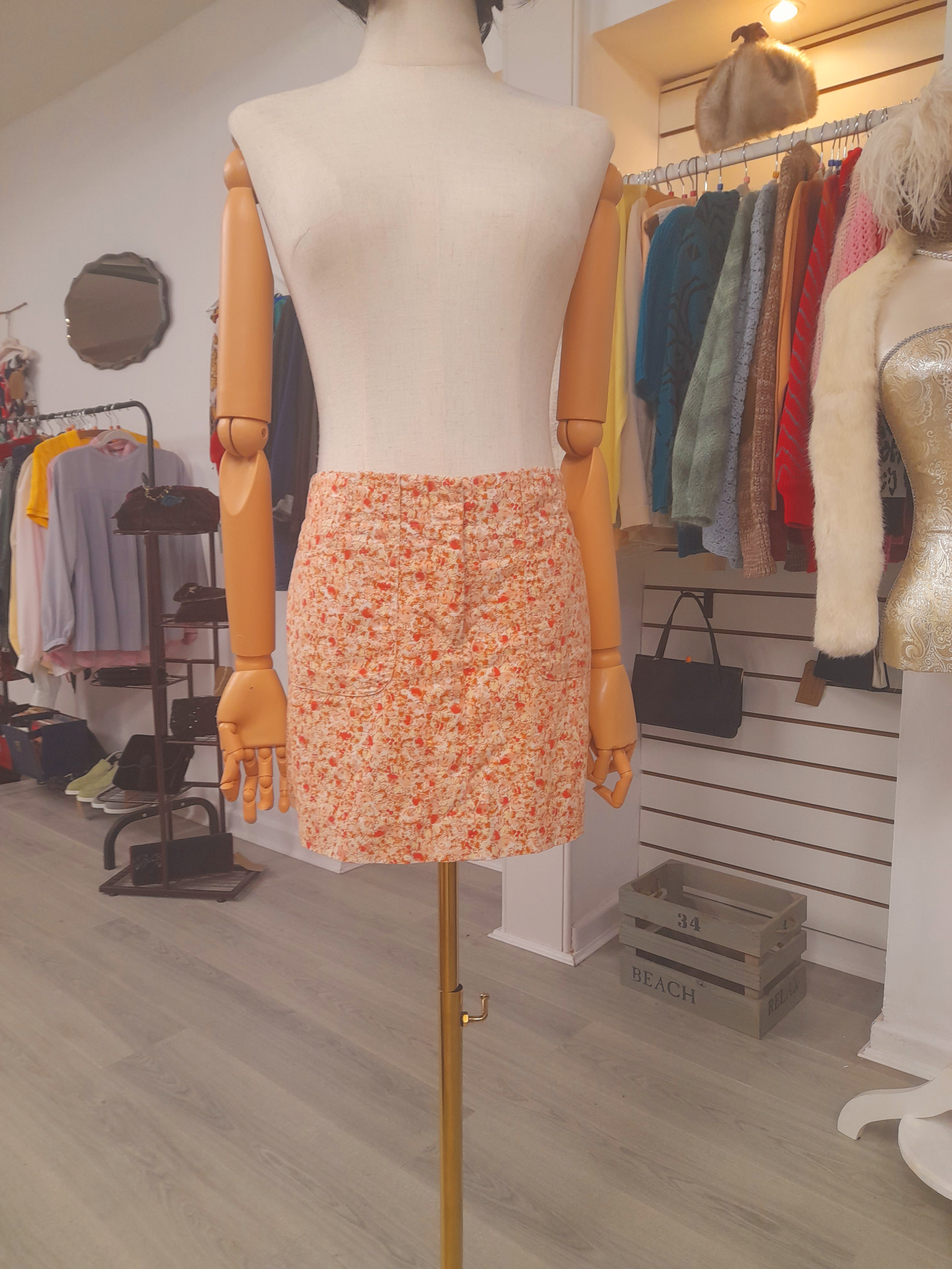 Express Stretch Cotton Mini Skirt, Size M