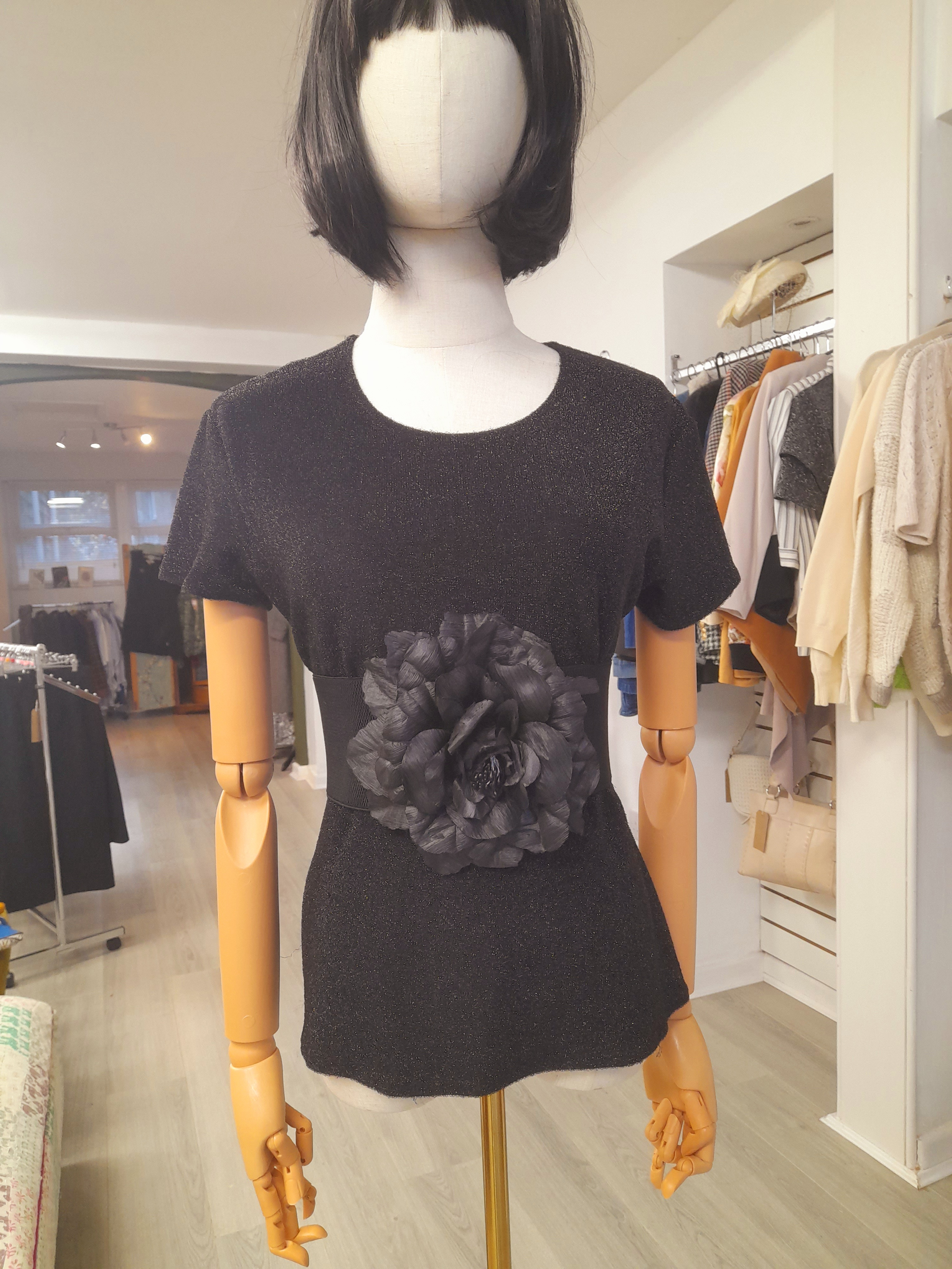 Black Short Sleeve Shimmer T-shirt, Size M to L