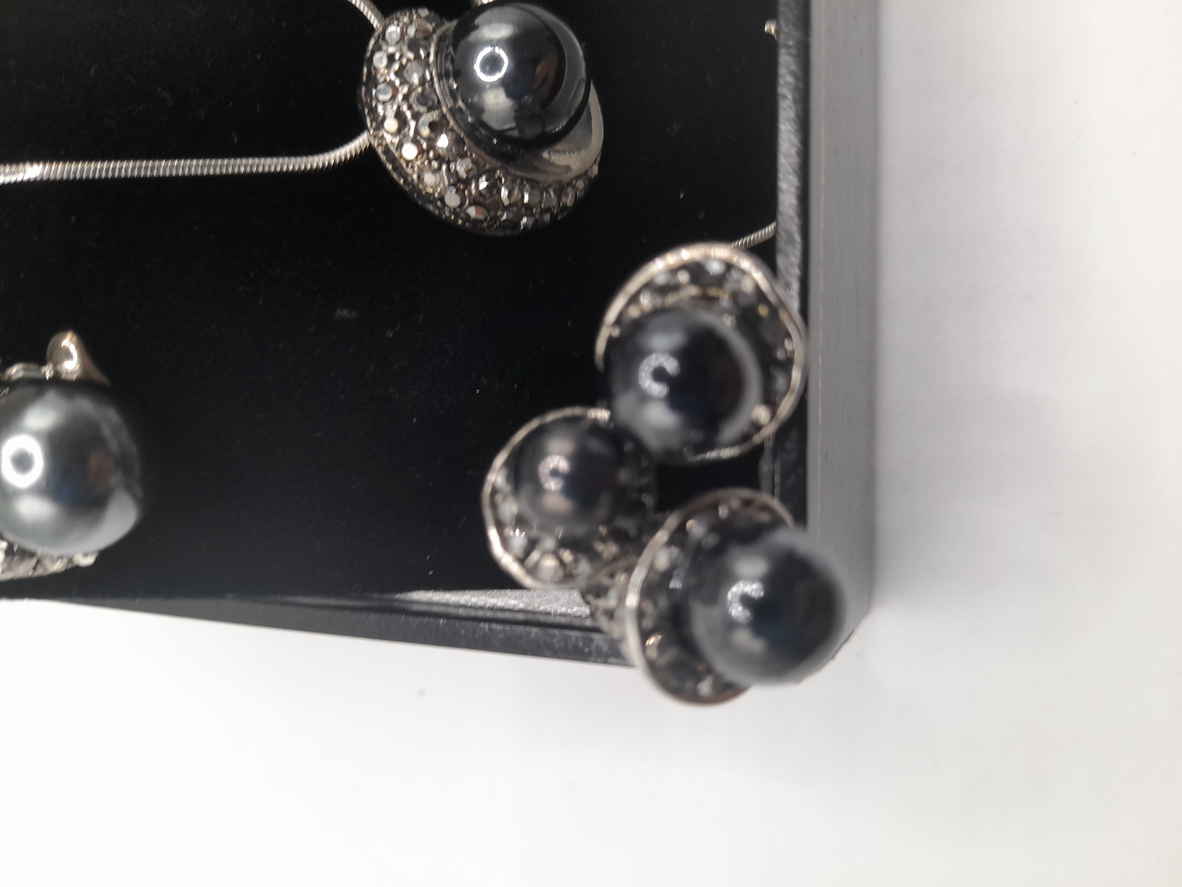 Vintage-style silver-tone parure jewelry set, Ring size N