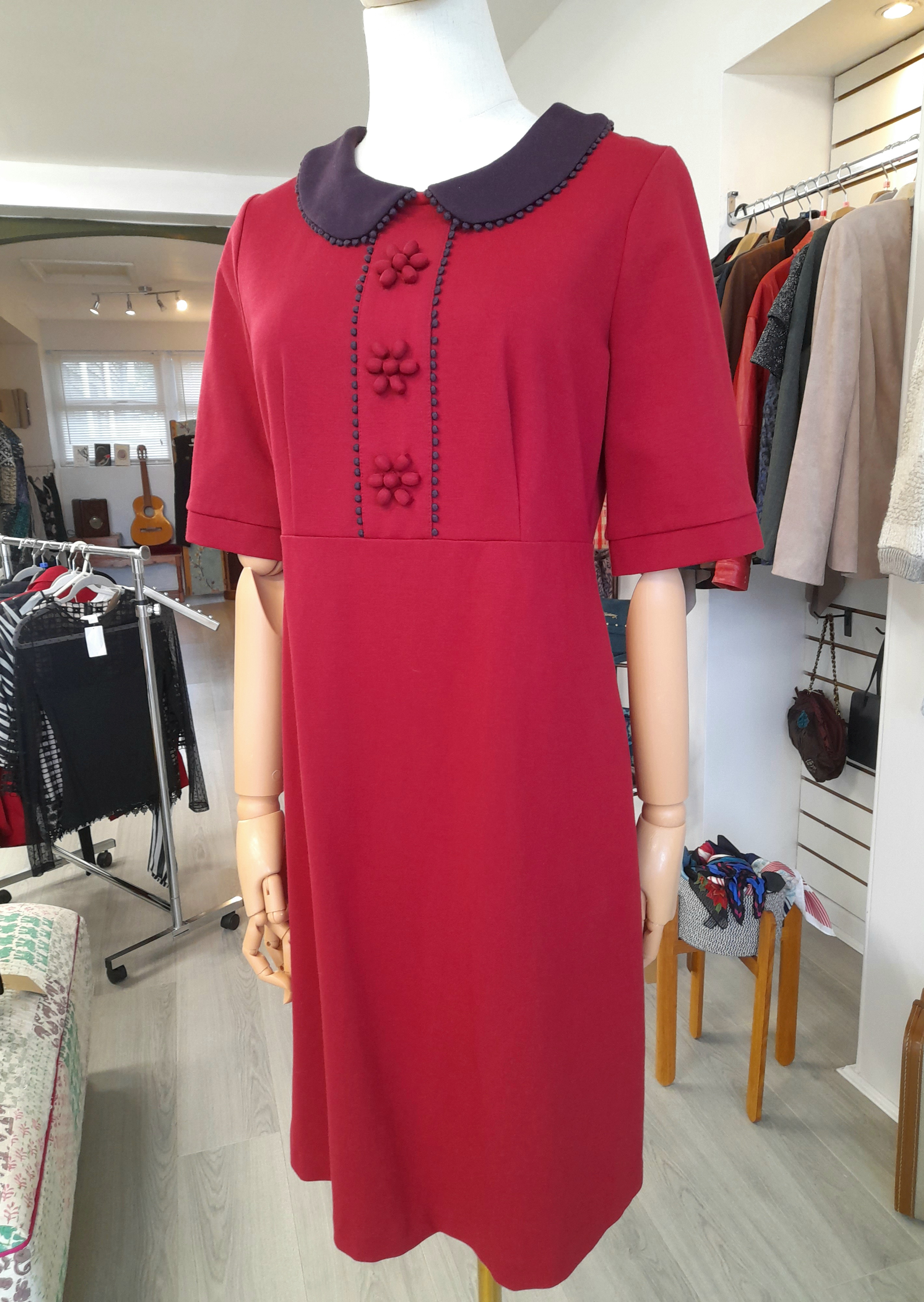 60's inspired mini Boden Burgundy Dress, Size L
