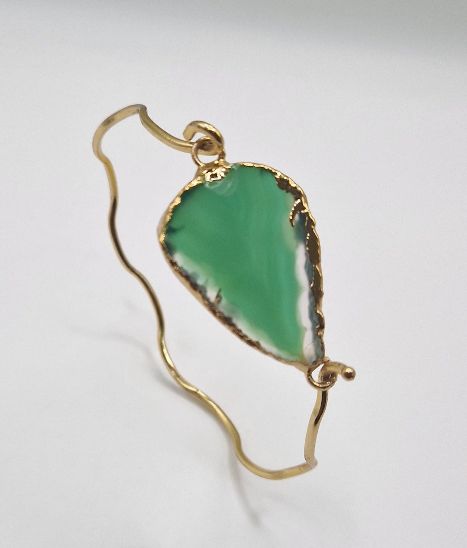 Handcrafted Green Agate Gold Plated Bracelet 