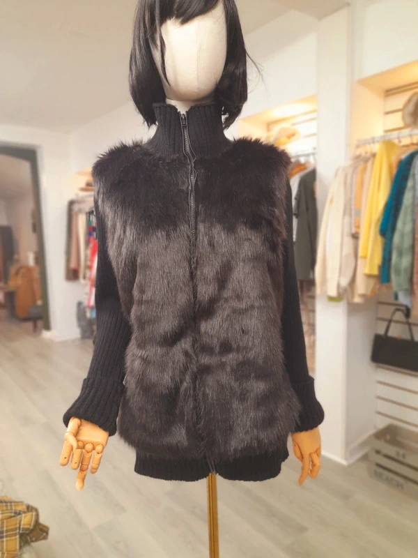 South - Faux Fur & Knit Cardigan, Size 14 to 16