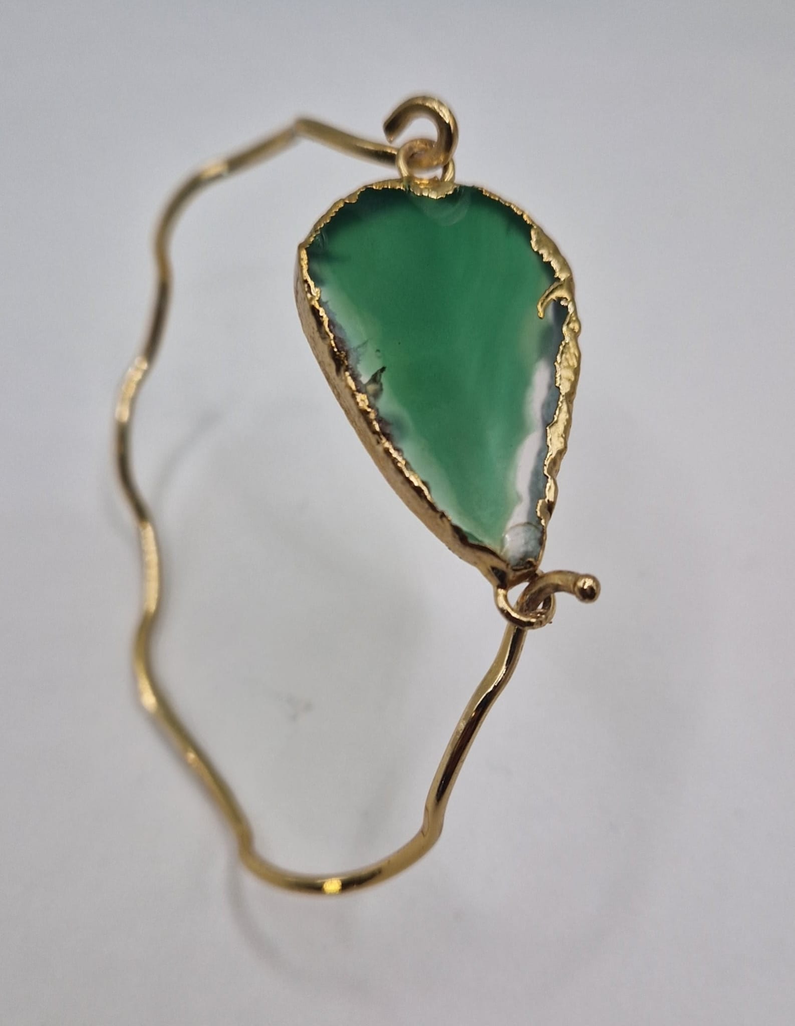 Handcrafted Green Agate Gold Plated Bracelet 