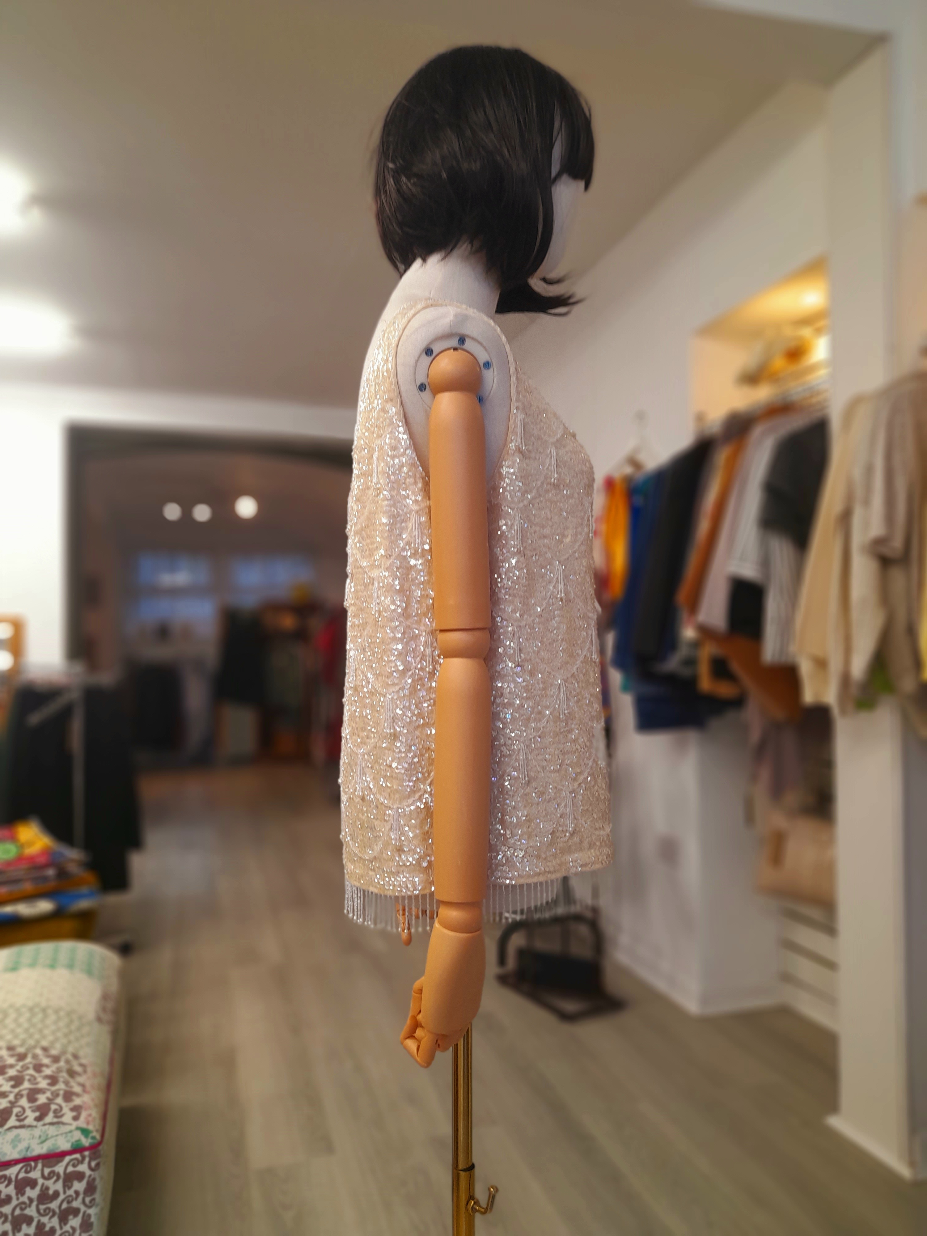 Vintage 1960s sequin evening top, Wool, Size M to L