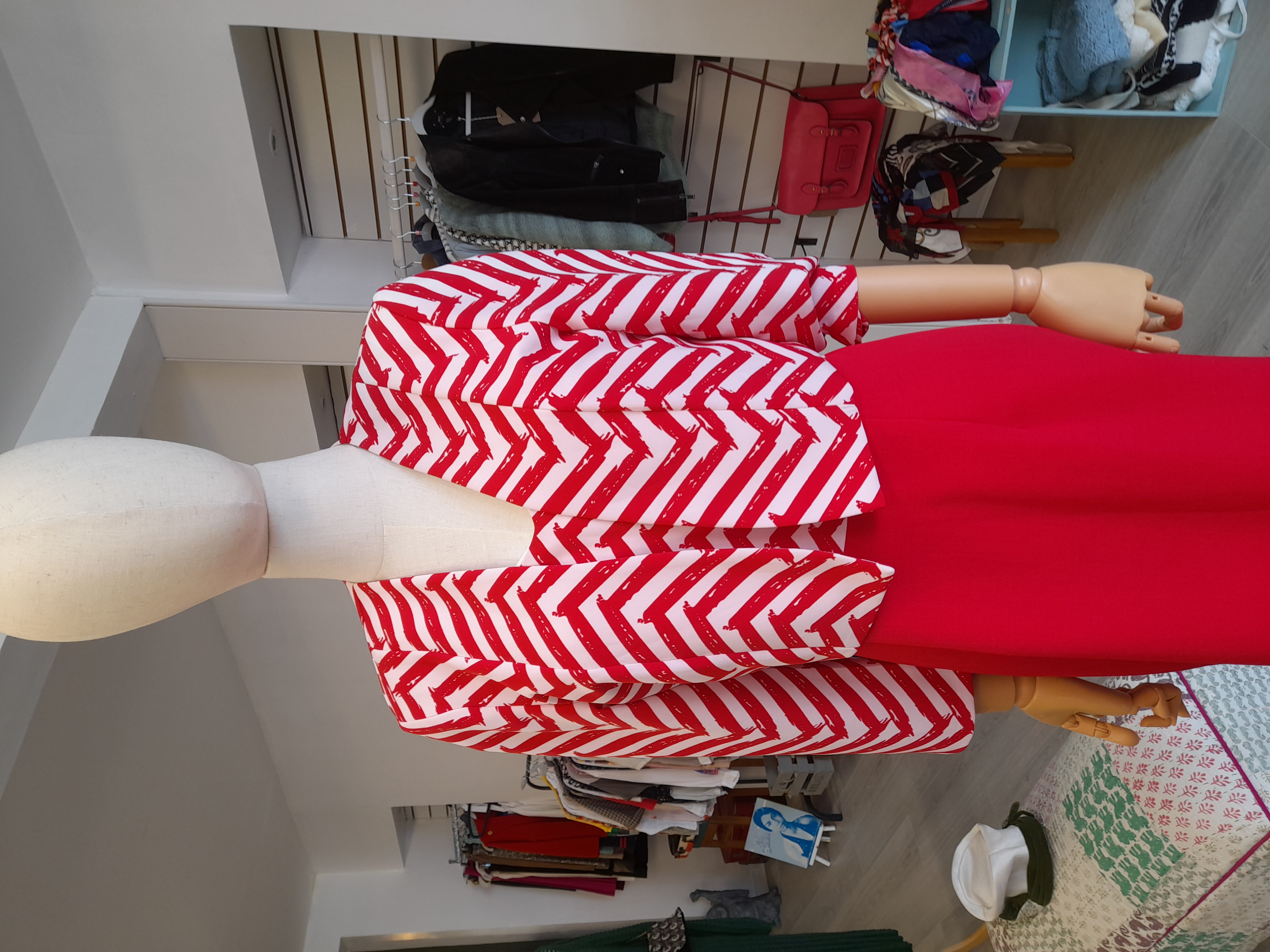 GLITZ, Red and White Jacket and Dress Set, Size 12 