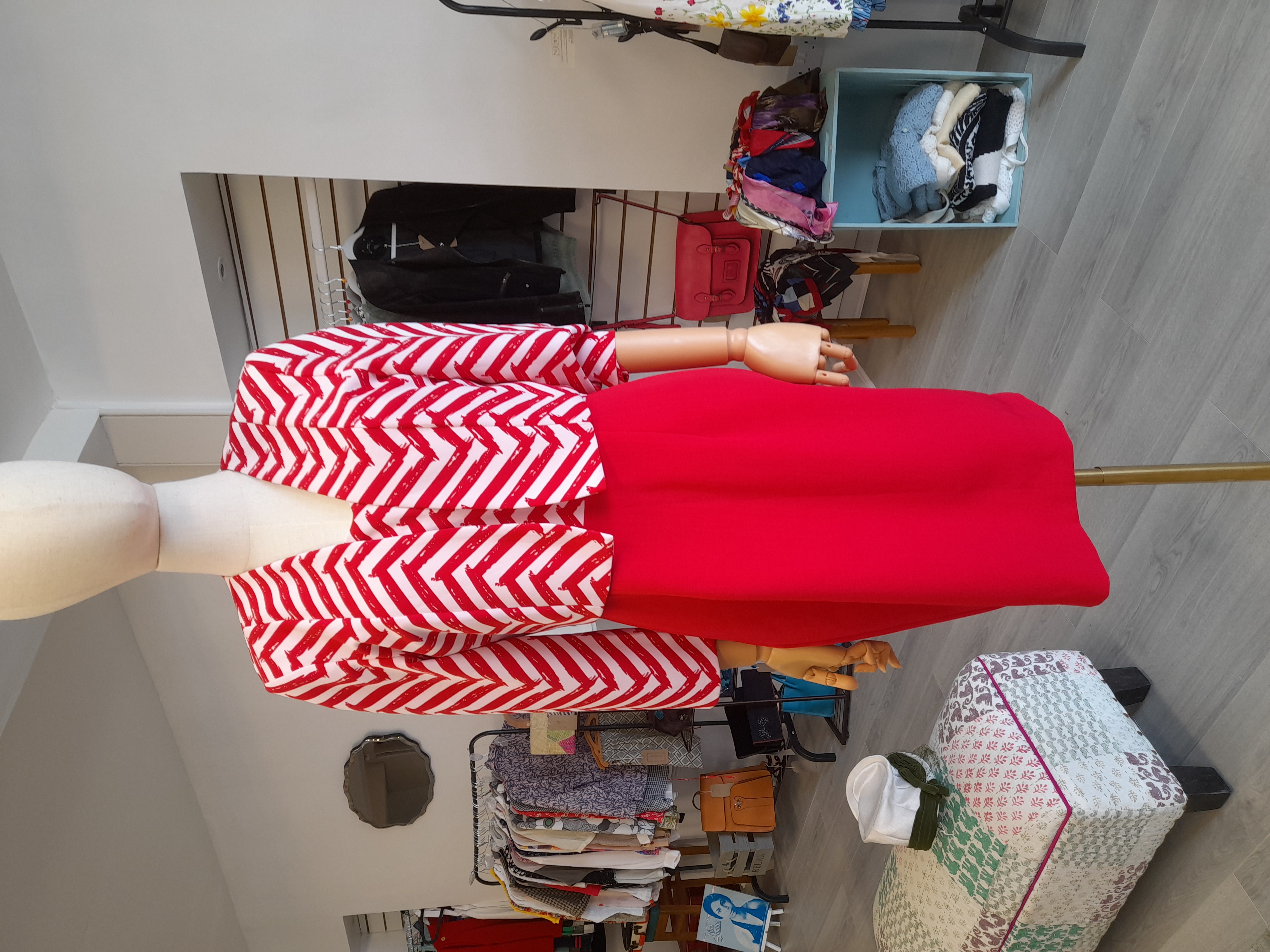 GLITZ, Red and White Jacket and Dress Set, Size 12 