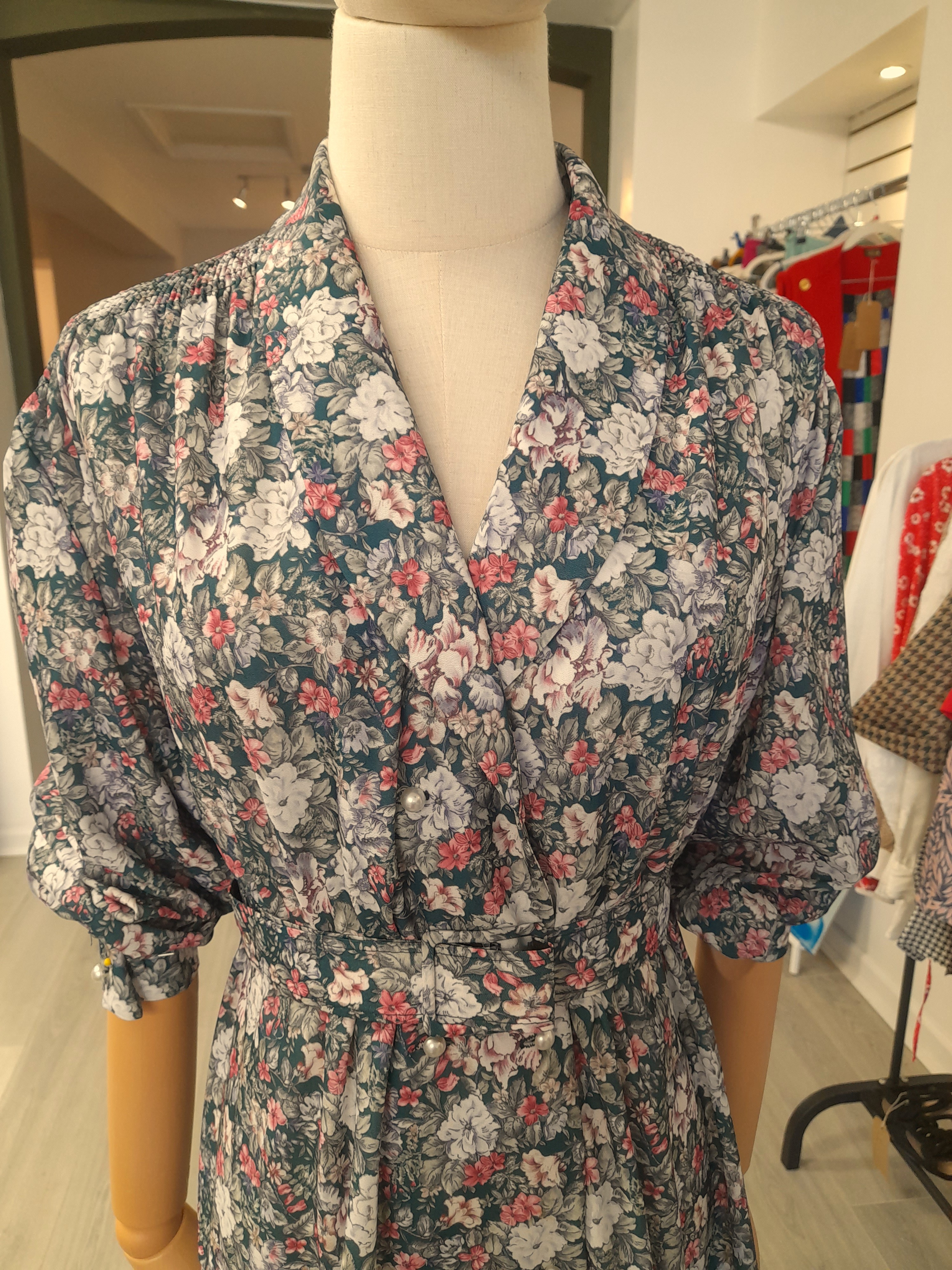 Vintage Debenhams Pearl Button Dress, Size 16