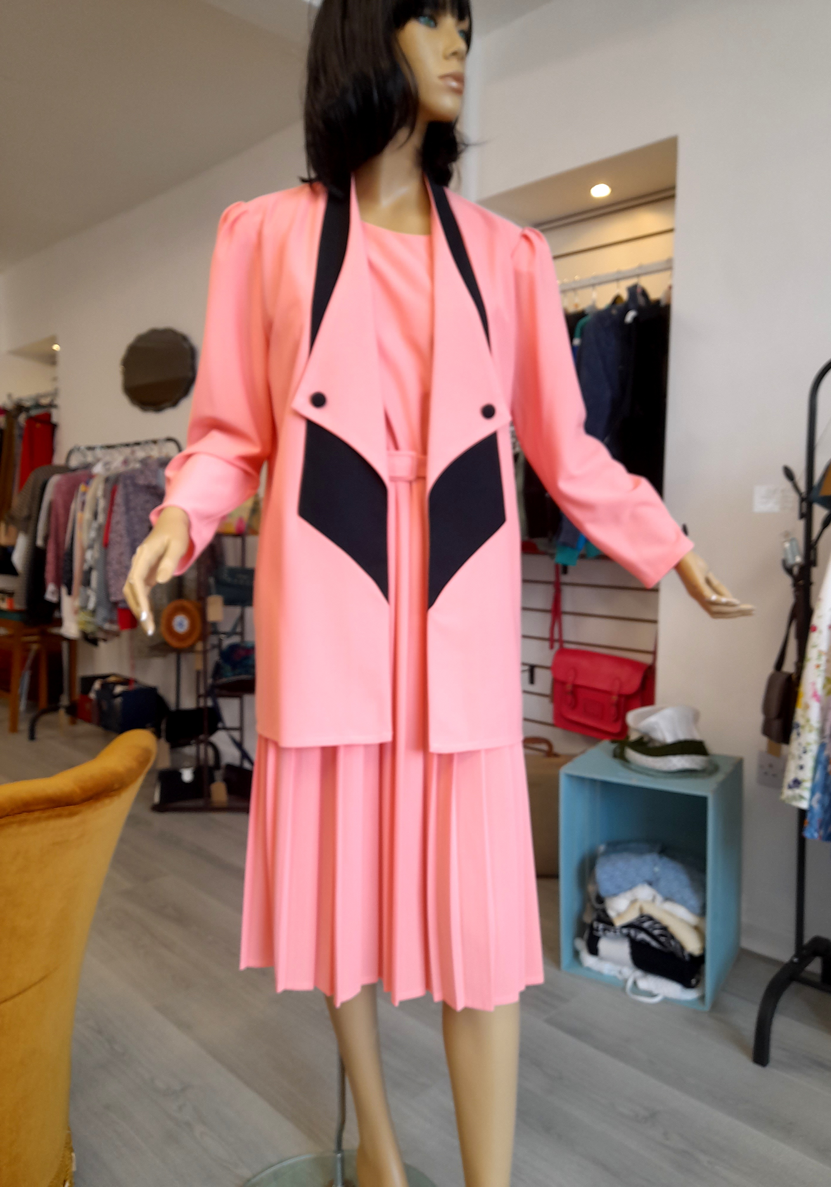 80s Vintage 2 piece Dress and Jacket Set, Size S to M