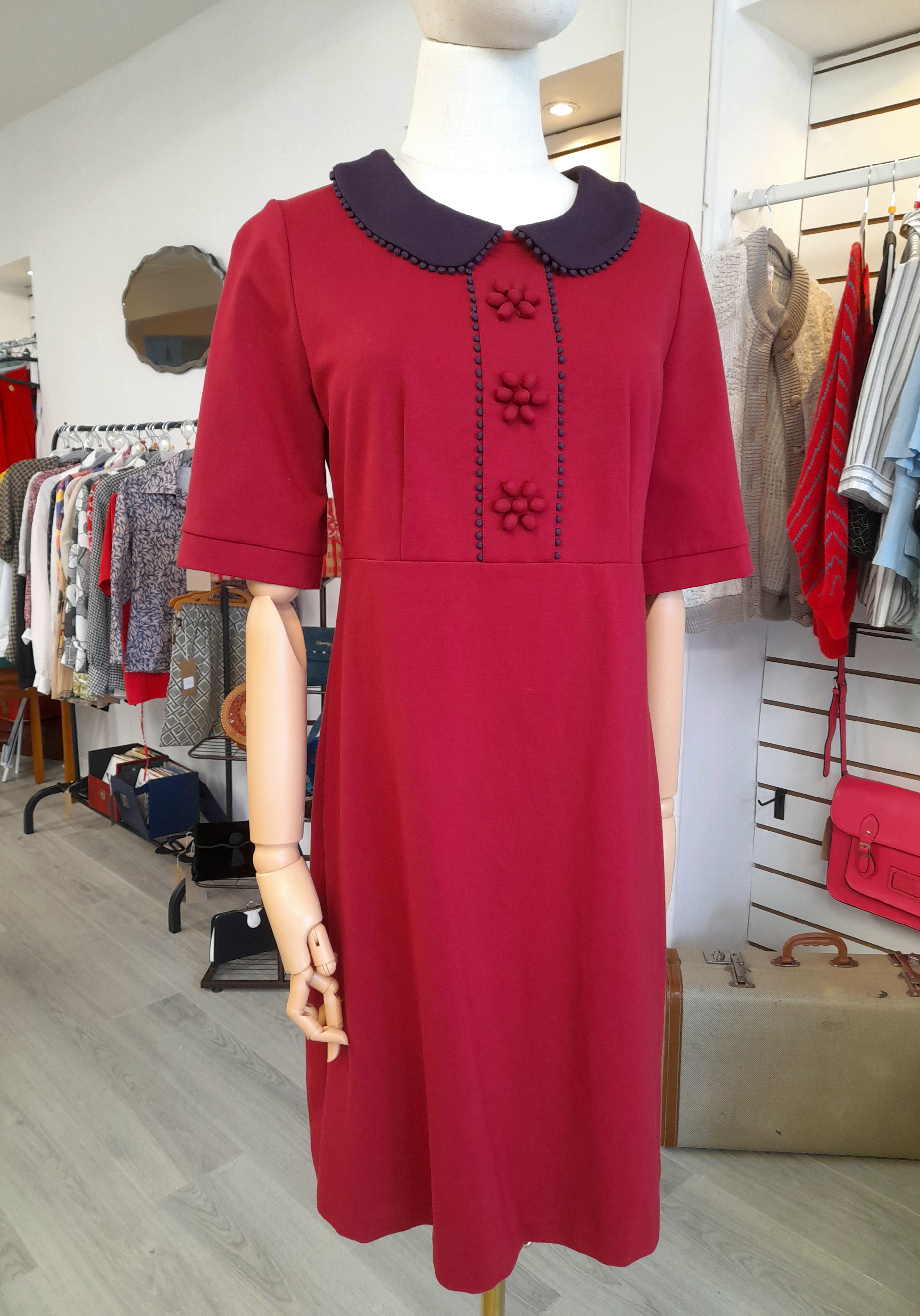 60's inspired mini Boden Burgundy Dress, Size L
