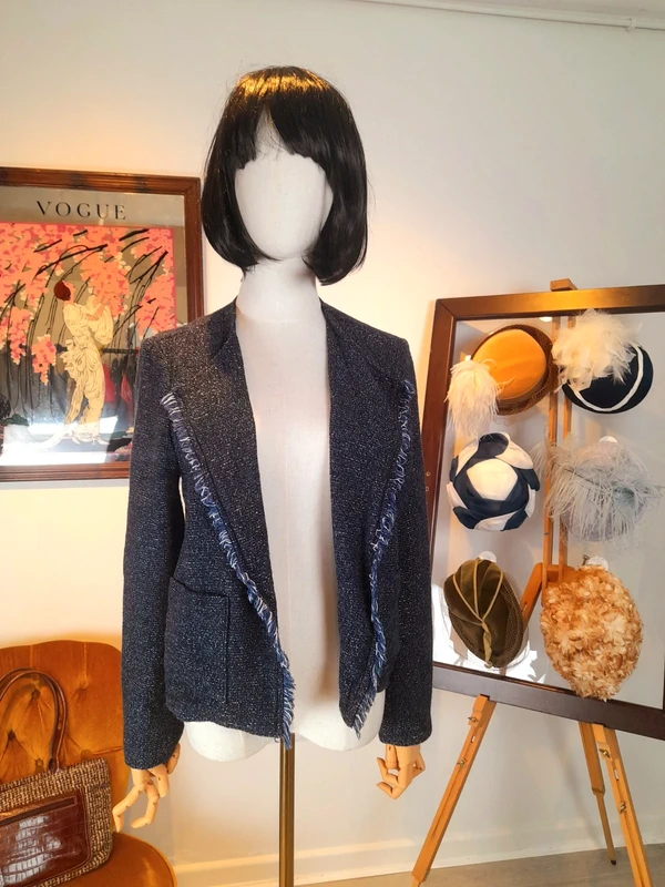 Jeager Cotton Blend Navy Jacket, Size 10