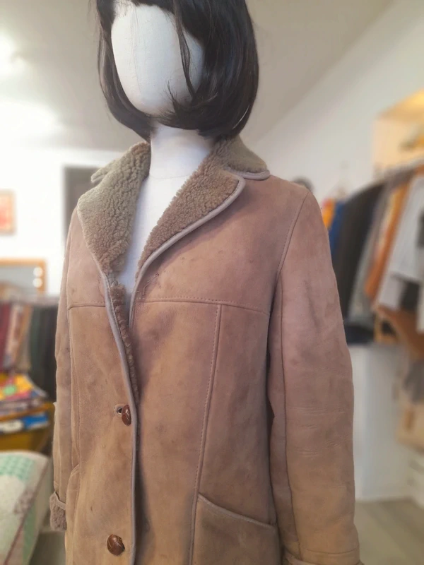 Vintage Shabby Chic Morlands 70s Sheepskin Coat, Size S