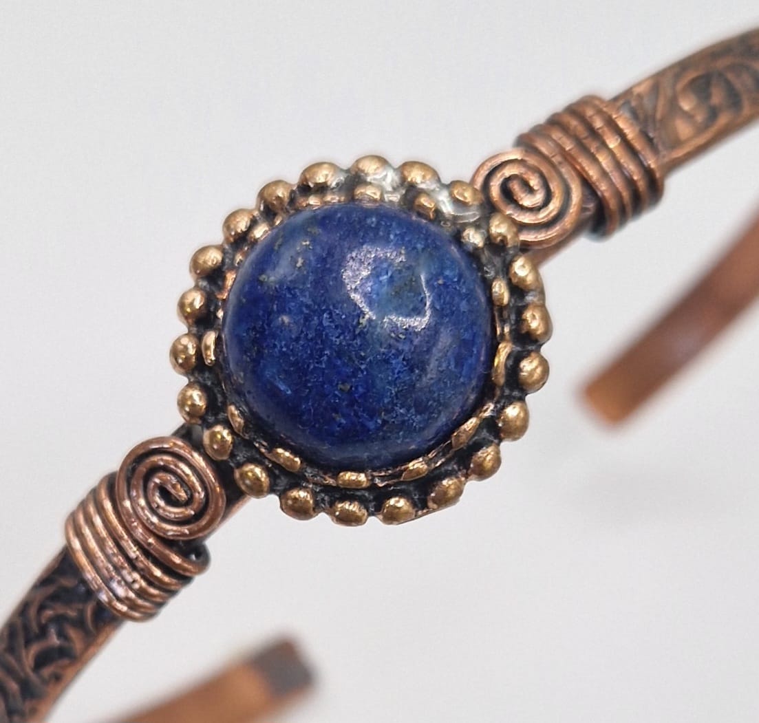 Lapis Lazuli Bracelet – Copper & Gold Adjustable Design