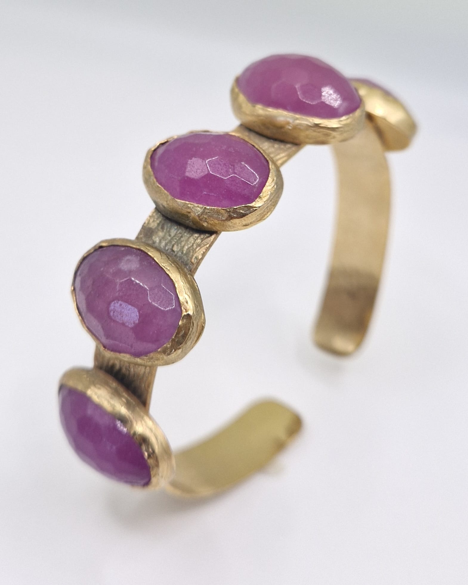 Purple Agate Adjustable Gold-plated Bracelet – Handmade Gemstone Jewelry