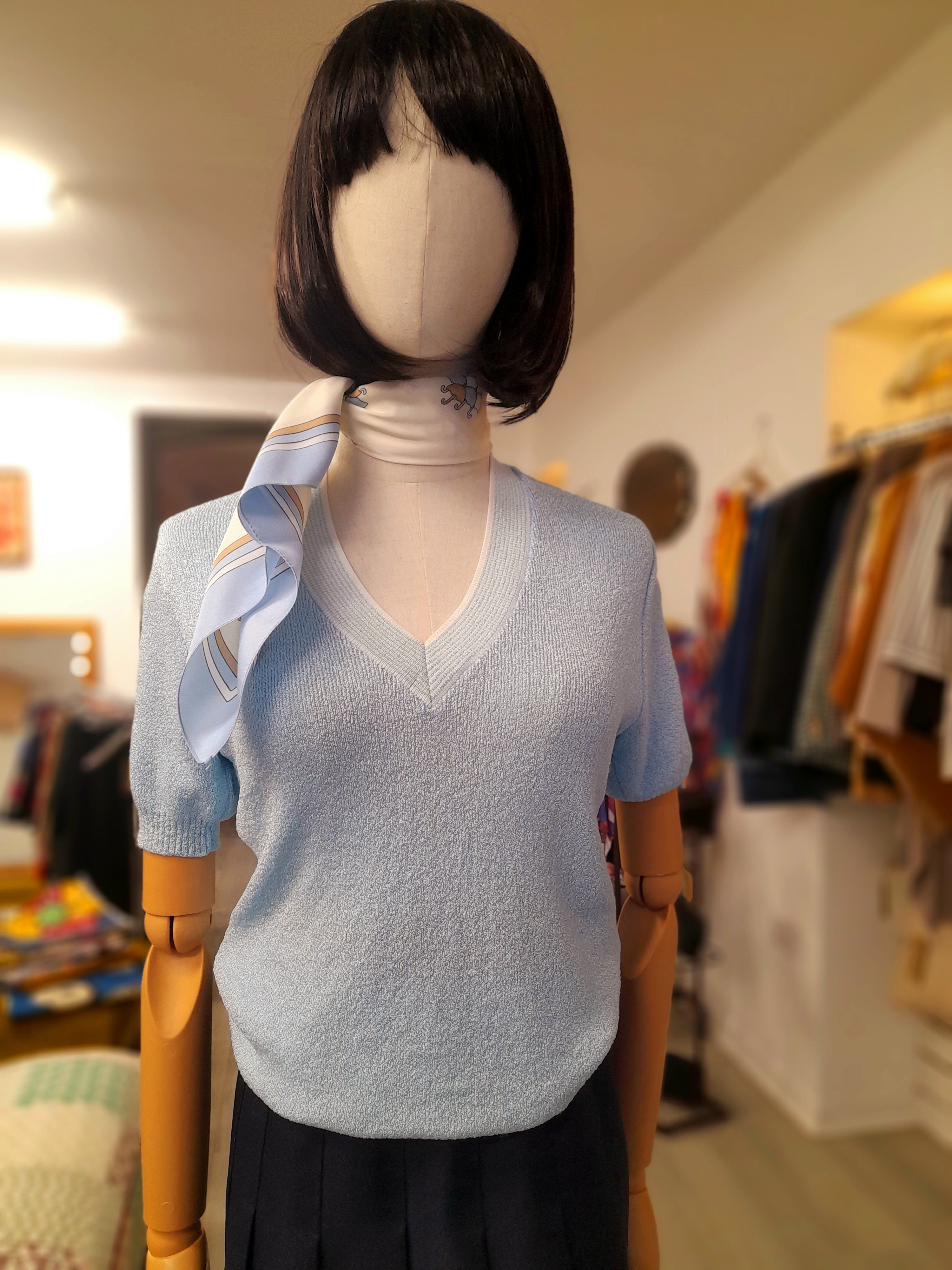 Vintage St Michael Baby Blue Knit Top, Size S