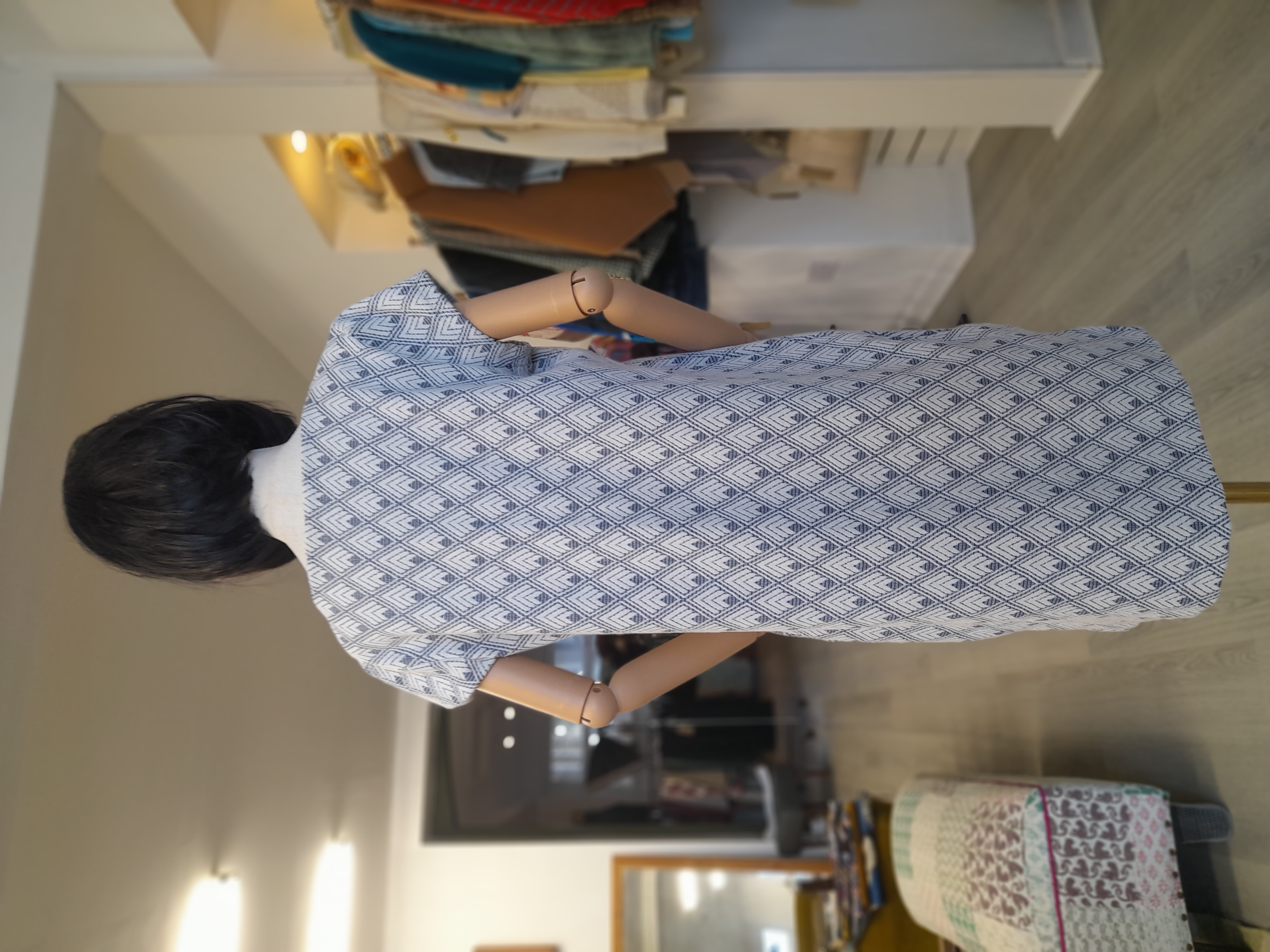 Next White and Blue Midi Dress, Size 14