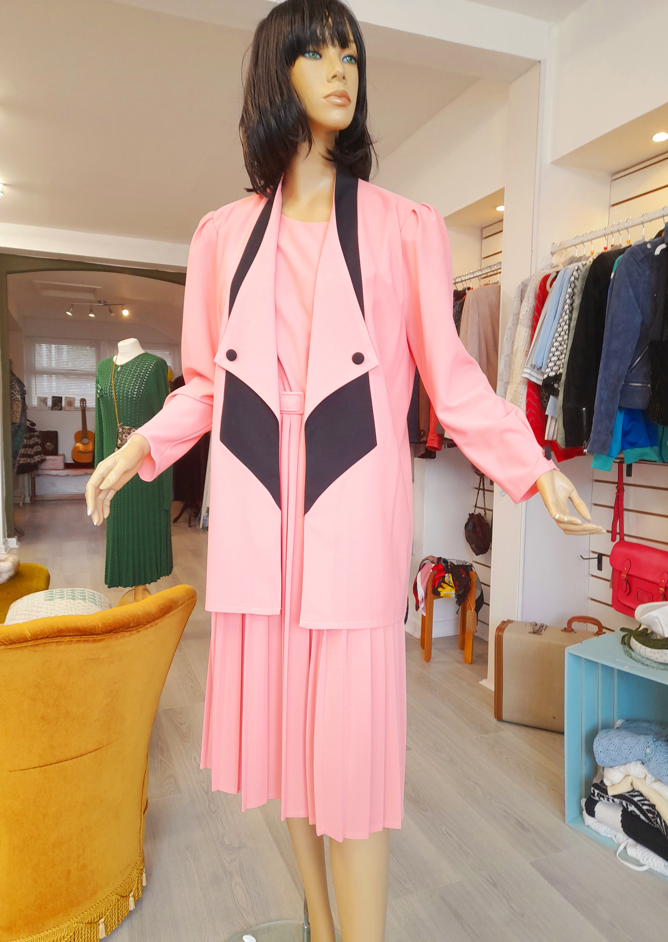 80s Vintage 2 piece Dress and Jacket Set, Size S to M