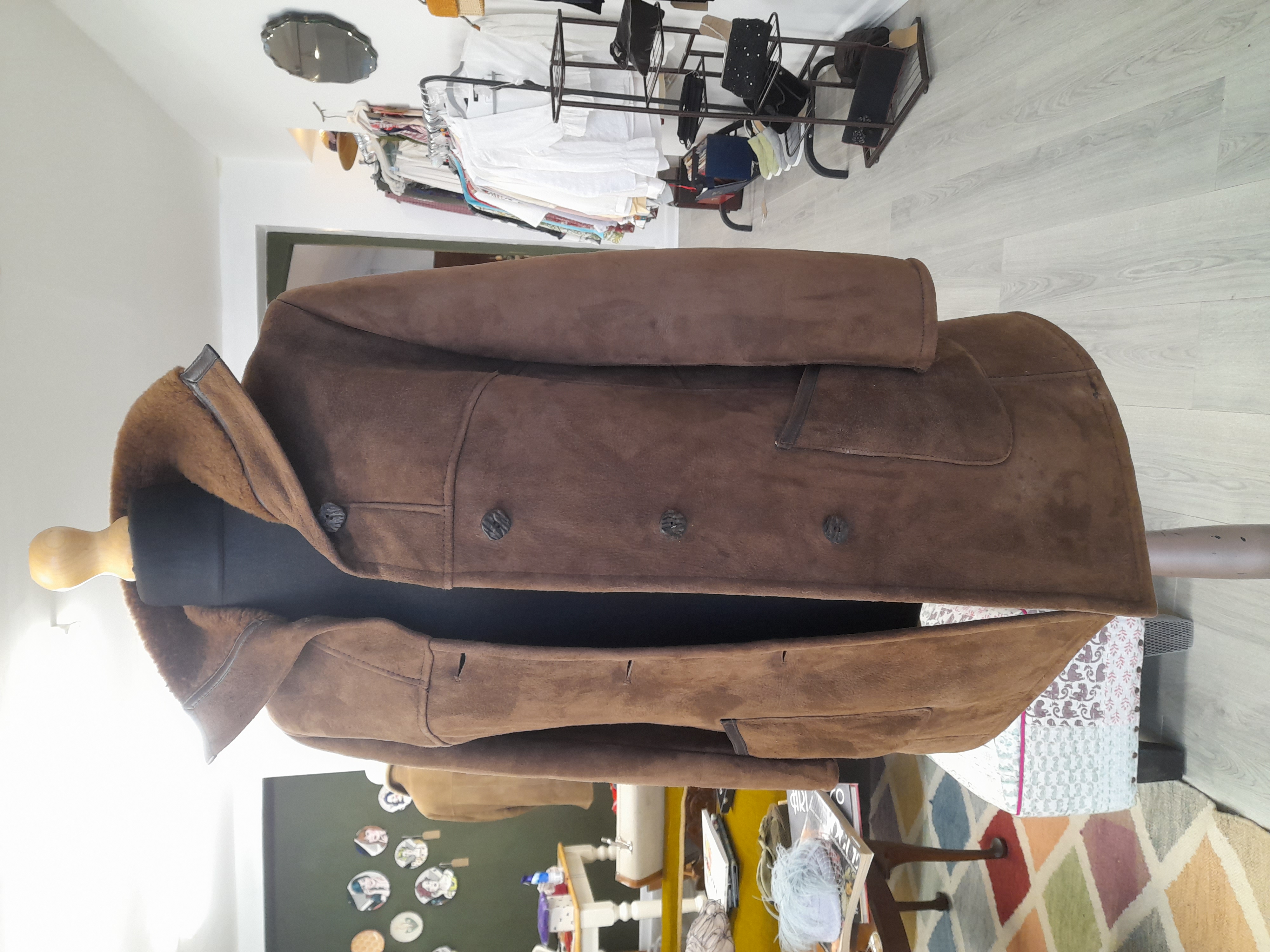 Vintage 70s, Woman's Suede & Leathercraft Ltd Coat Dark Brown, Size S