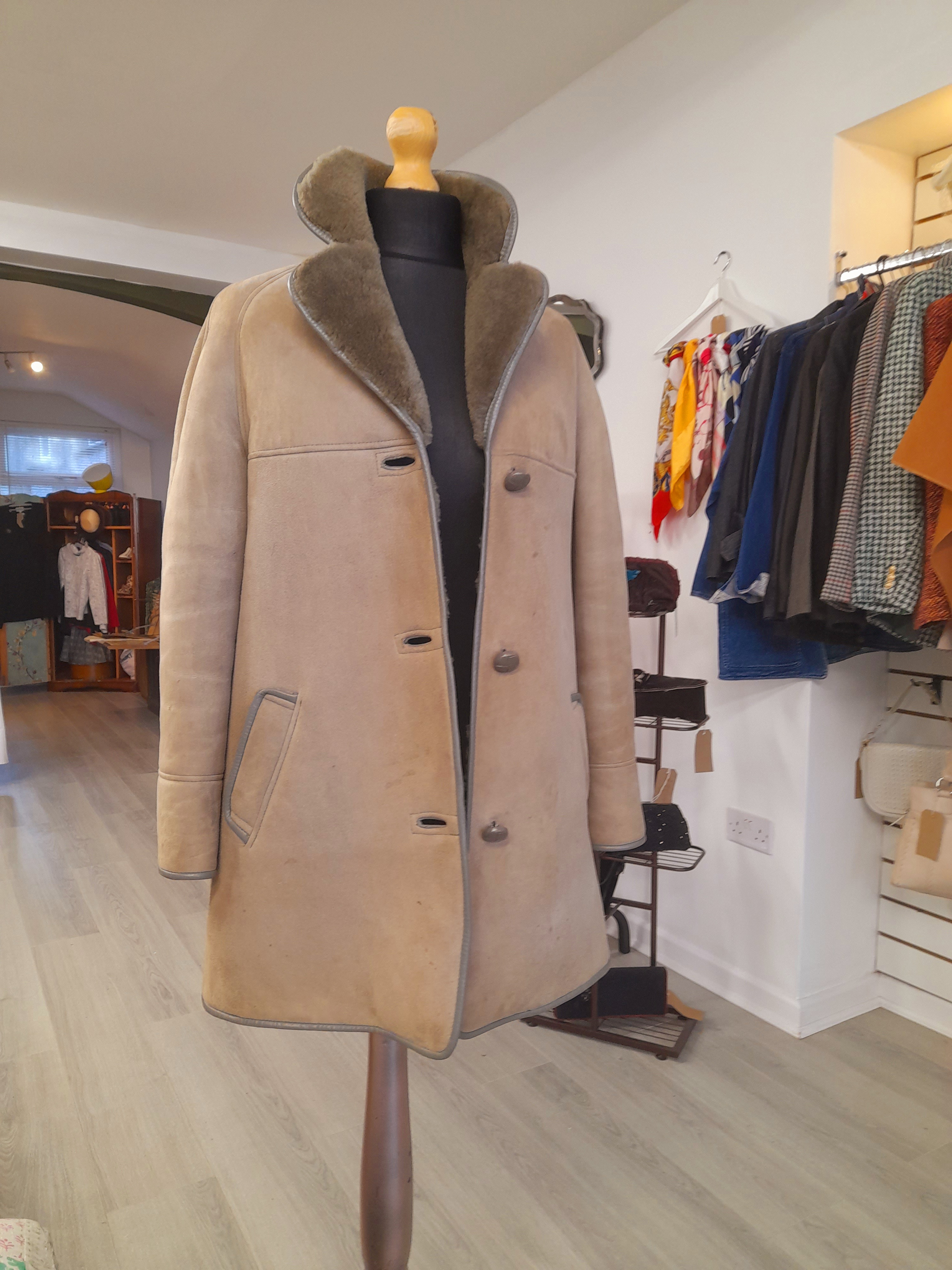 Vintage 70s Sheepskin Coat, Size S to M.