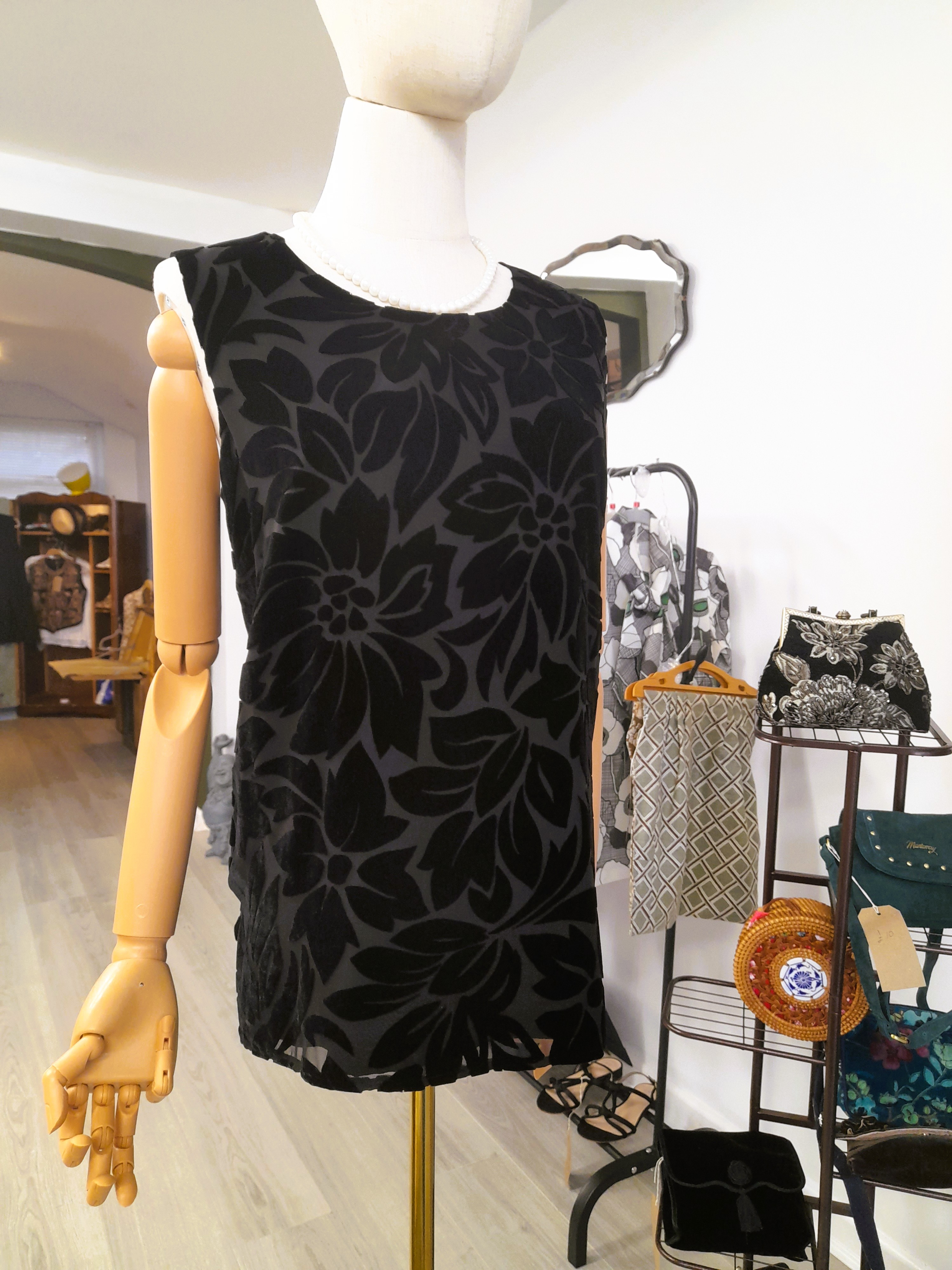 Vintage Alexon Silk Blend Black Blouse, Size 14