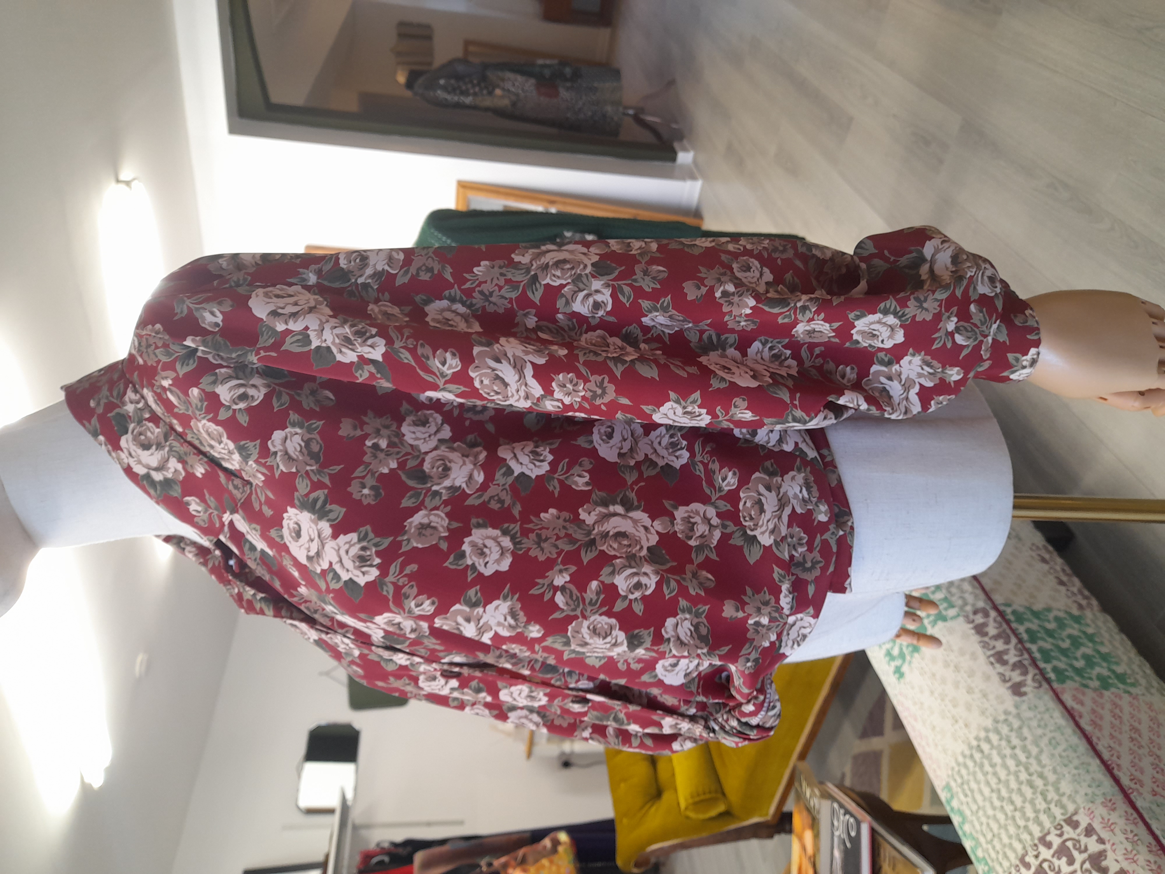 Vintage Charlotte Halton Burgundy Flowery Shirt, Size 12