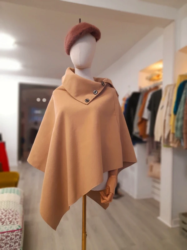 60's inspired beige poncho, One size