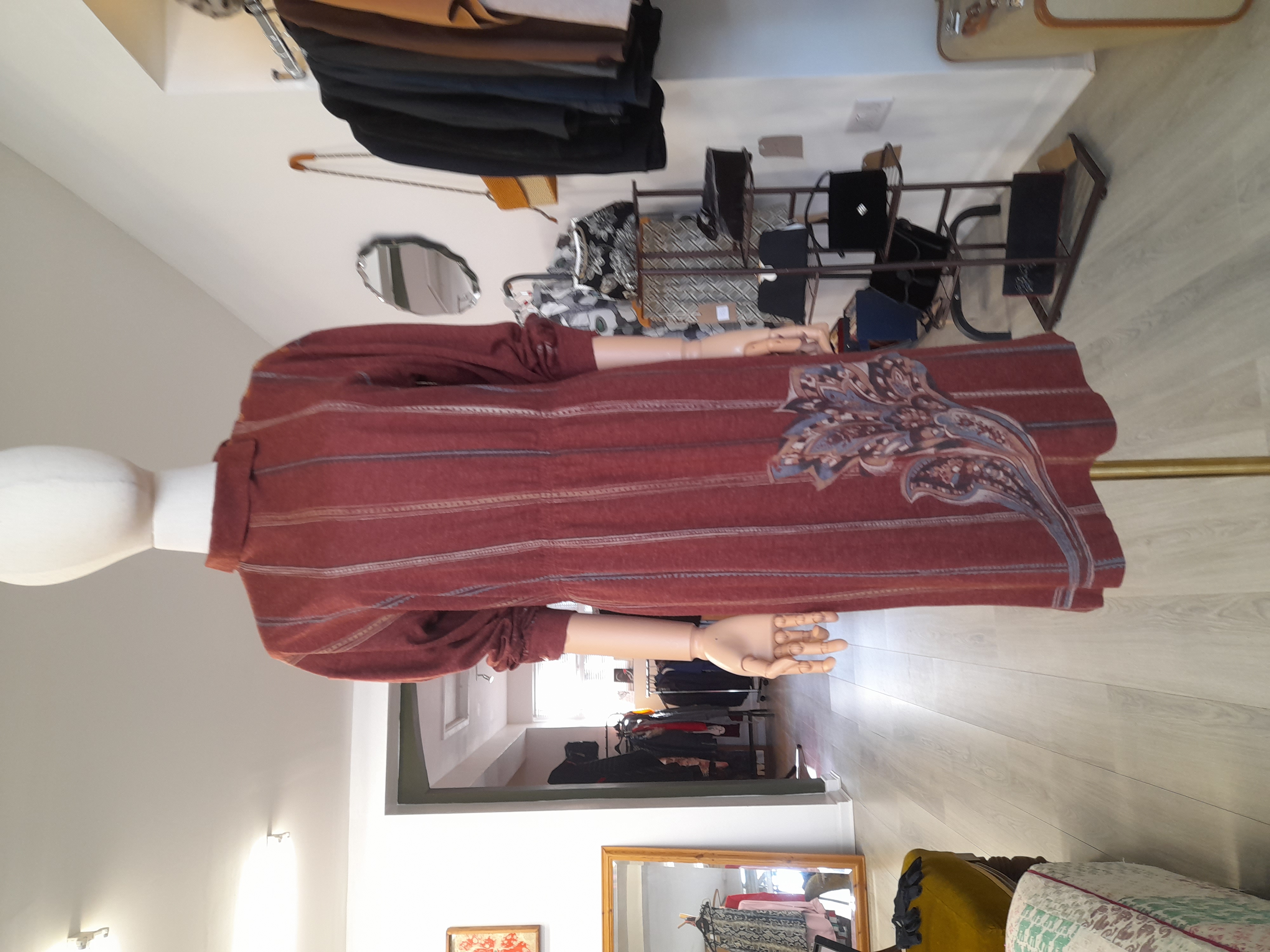 Vintage Brown Flowery Long Sleeve Dress - Tailor Made Size S to M